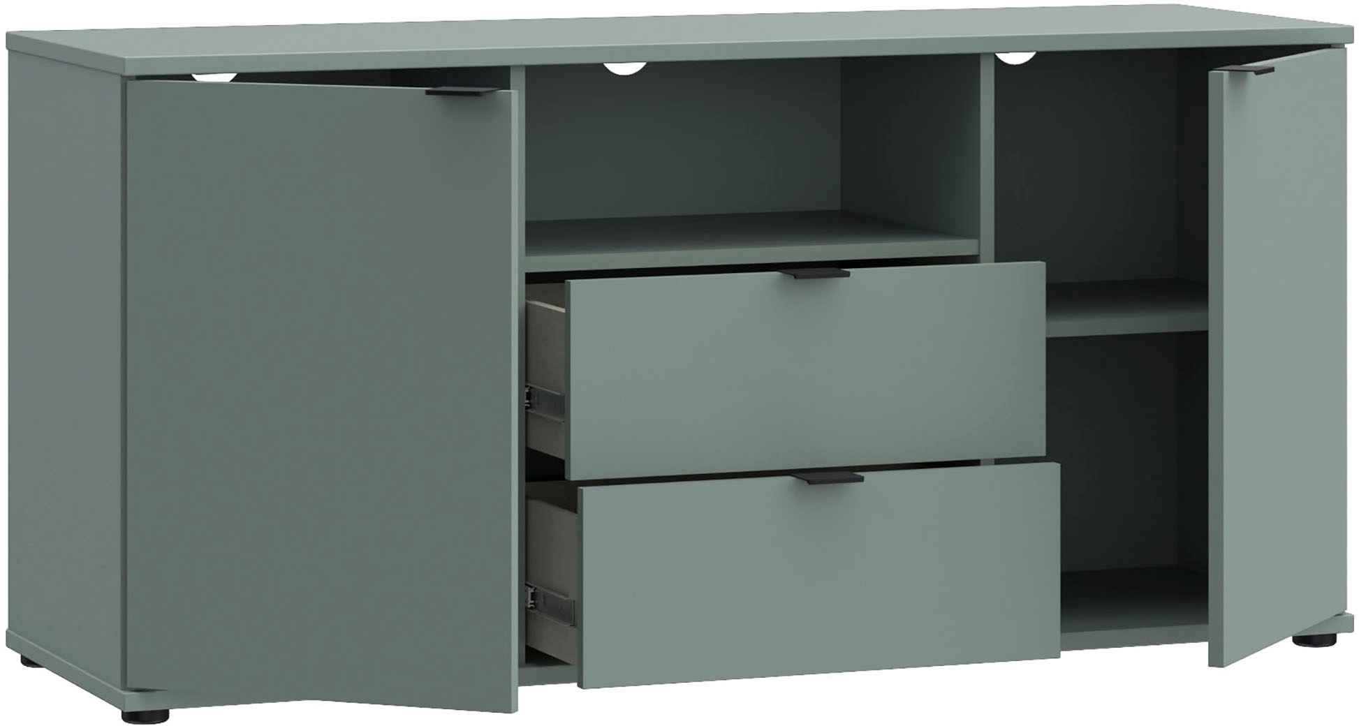 FORTE Lowboard »Ganymede«, (Breite 129,8cm), TV Board, Stauraum, Schublade; Metallgriffe, Kabelführung