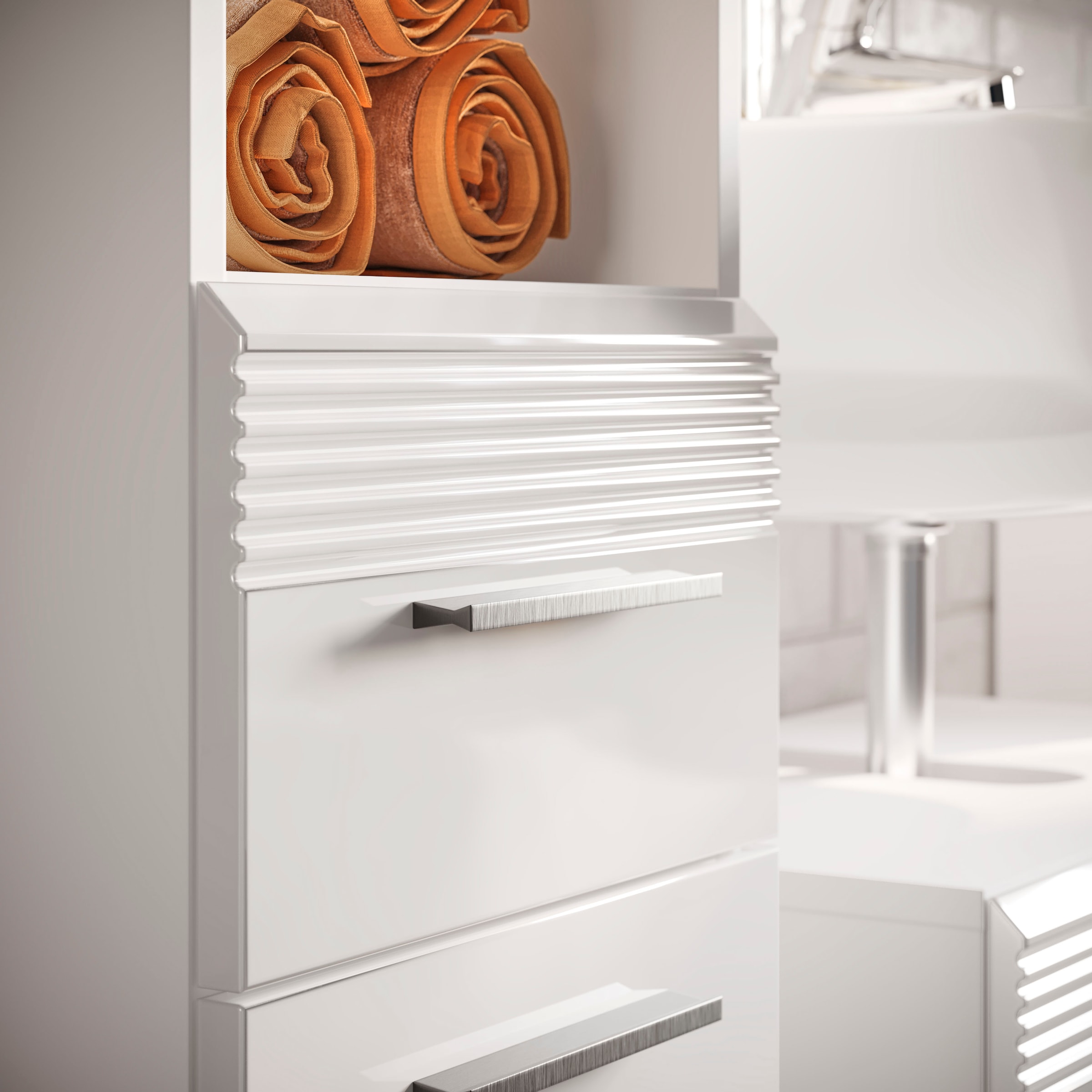 INOSIGN Hochschrank »Malmö, Breite 30 cm, 2 Türen, 1 Schubkasten, 1 offenes Fach, MDF-Front«, in verschiedenen Farben erhältlich, Badmöbel, Badschrank, Schrank, Bad