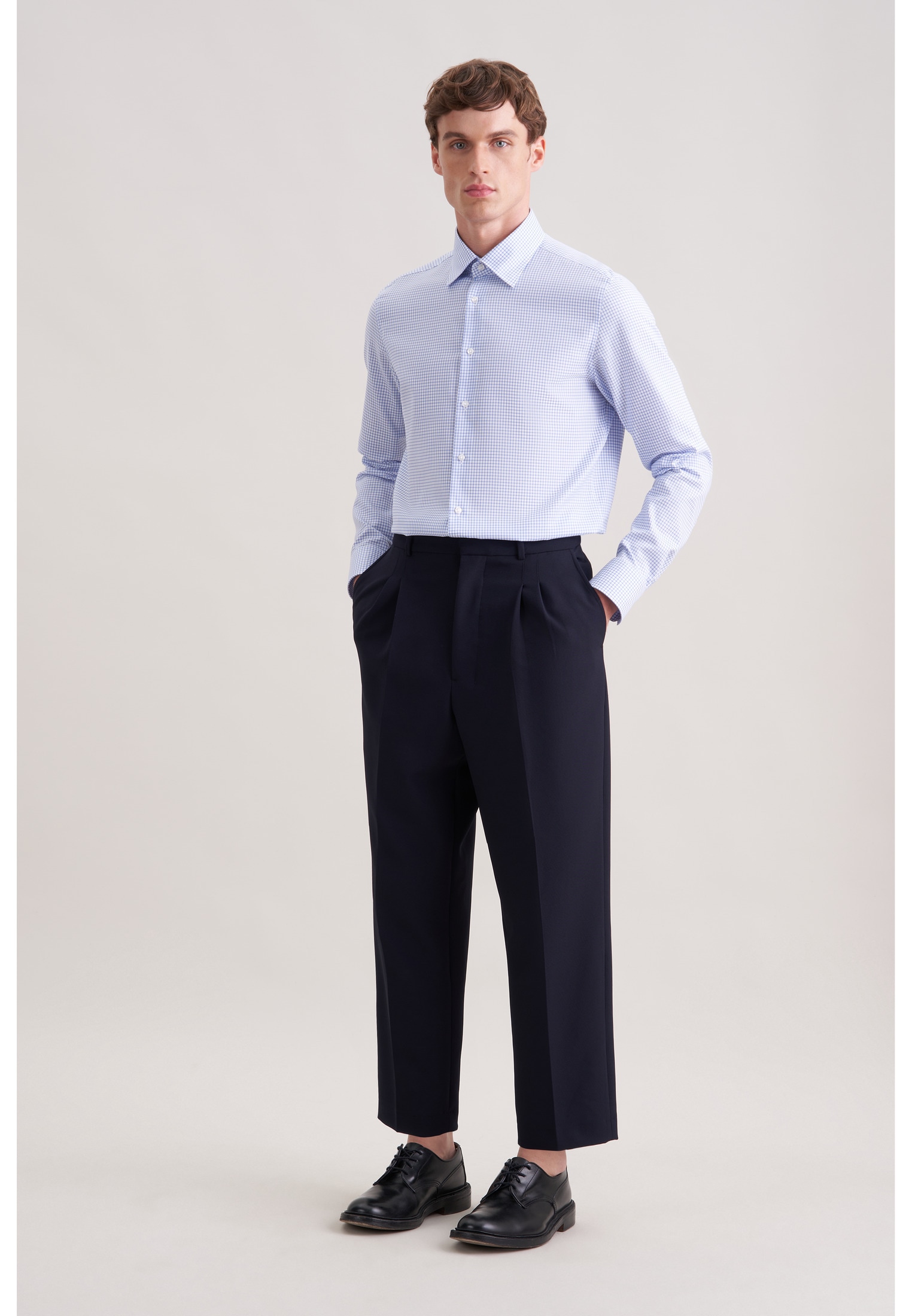 seidensticker Businesshemd »Schwarze Rose« Shaped 1/1 Covered-Button-Down-Kragen Karo