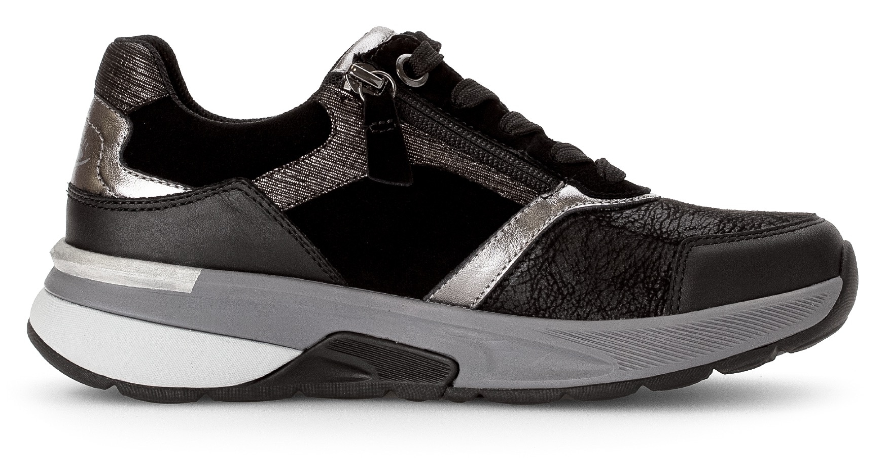 Gabor Rollingsoft Keilsneaker, Keilabsatz, Freizeitschuh, Halbschuh, Schnürschuh, Kontrastbesätze