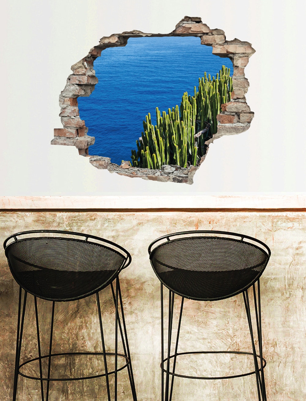 queence Wandtattoo »Meer«, (1 St.), Wandsticker, Wandbild, selbstklebend, 3D, Wanddurchbruch