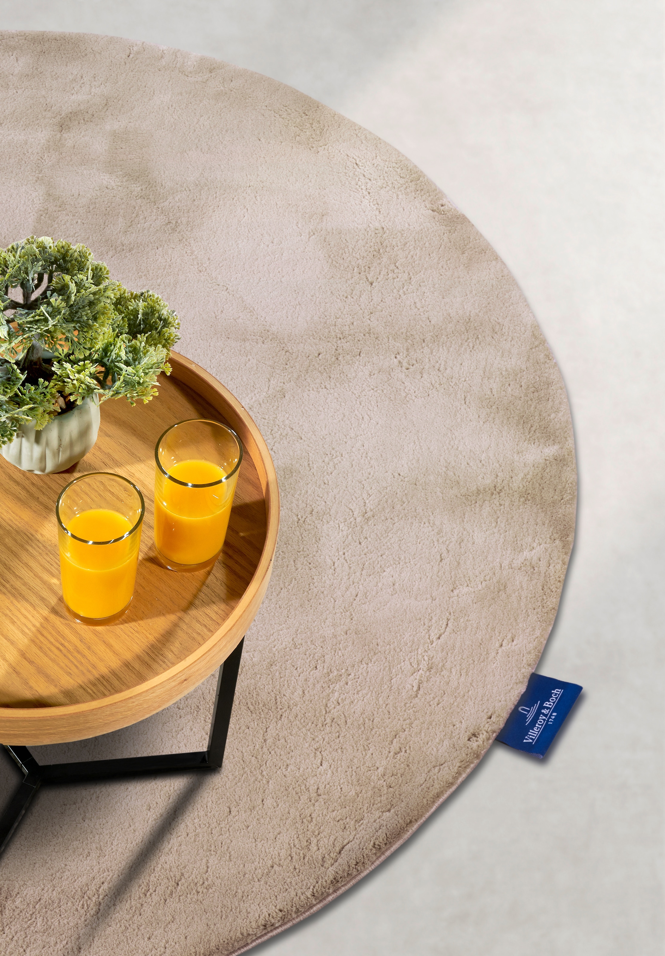 Villeroy & Boch Teppich »Leon«, rund, 15 mm Höhe, Langflor, Shaggy, einfarbig, flauschig, weich, glänzend, modern, uni