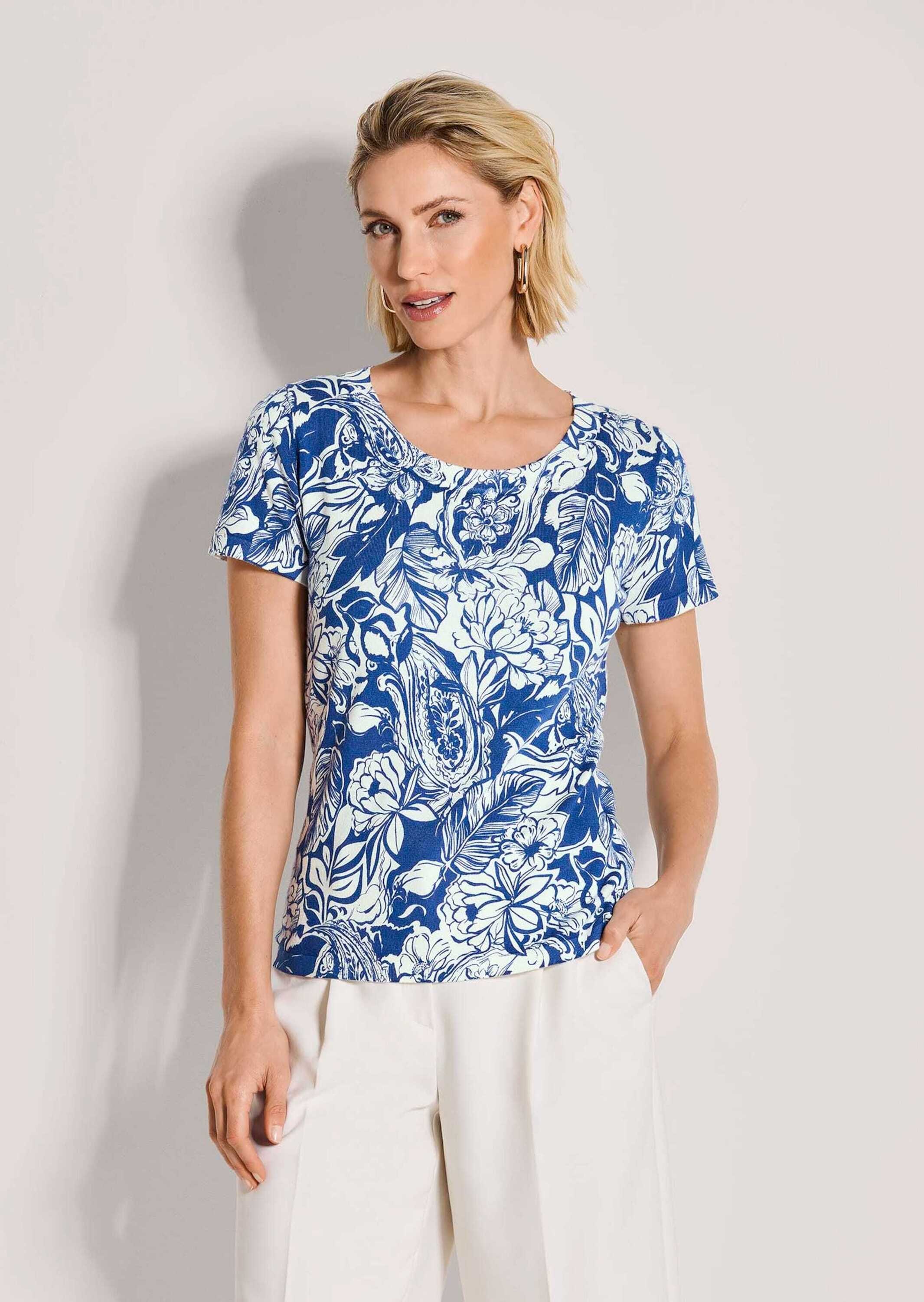 MADELEINE Longpullover »Feinstrickpullover Viskoseshirt mit floralem Muster« Floraler Alloverdruck