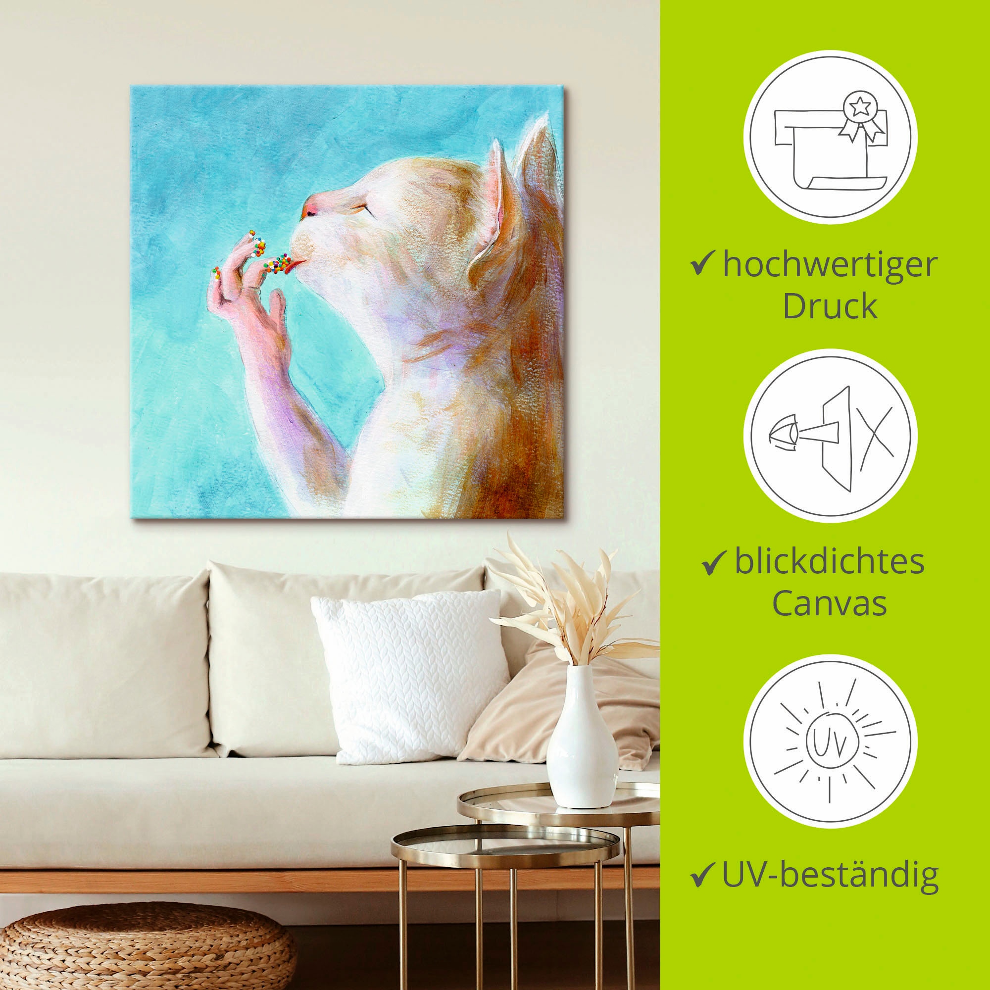 Artland Leinwandbild »Naschkatze« Haustiere 1 Stk. tlg. auf Holzrahmen gespannt