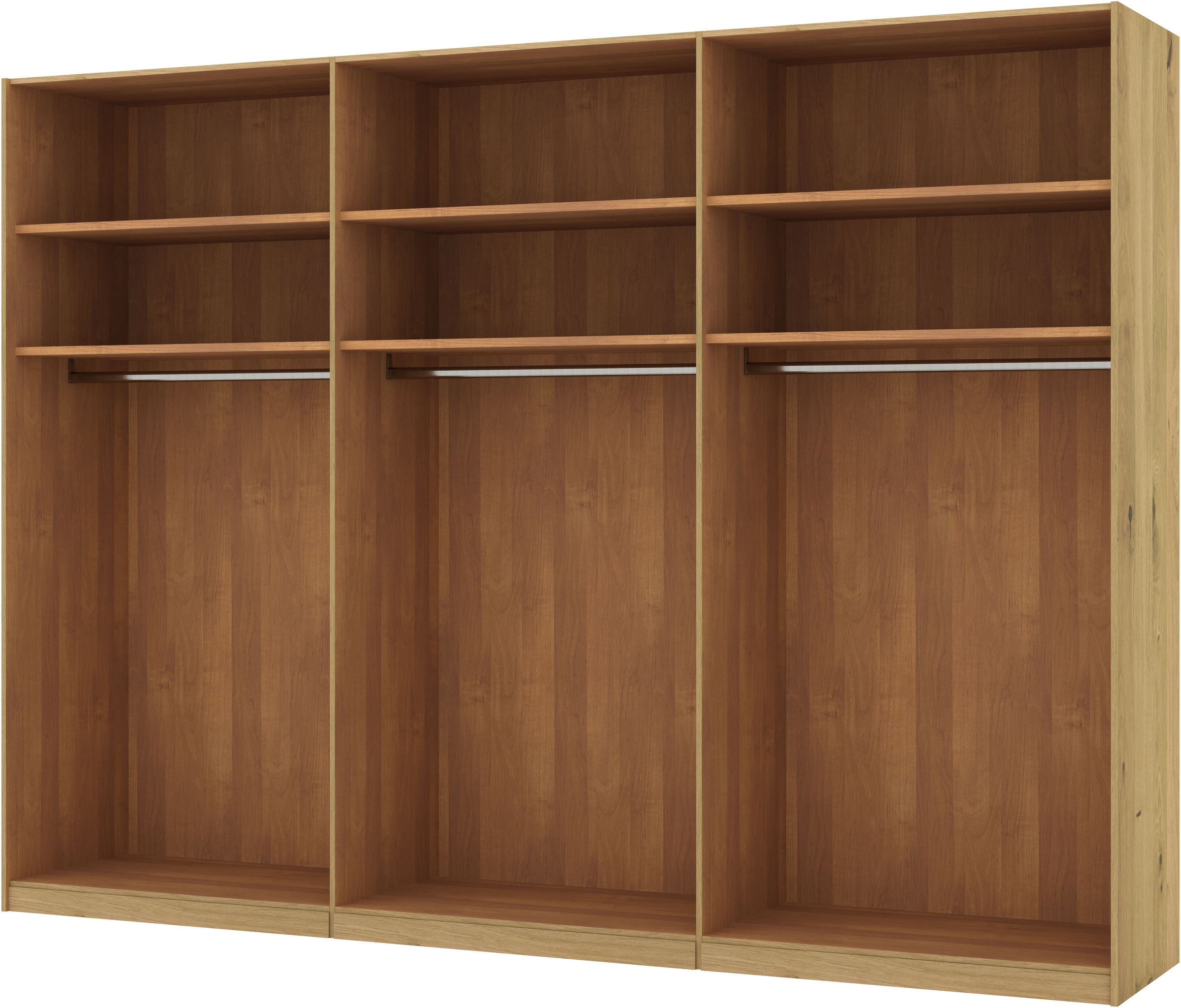Musterring Schwebetürenschrank »Savona, Kleiderschrank, Schrank, Garderobe, mit Schiebetüren«, (Teilmassiv Bianco-Eiche, mit Spiegel oder Glas, MADE IN GERMANY), Türen Bianco-Eiche massiv, Spiegel-/Glastüren, eingelegte Chromleiste
