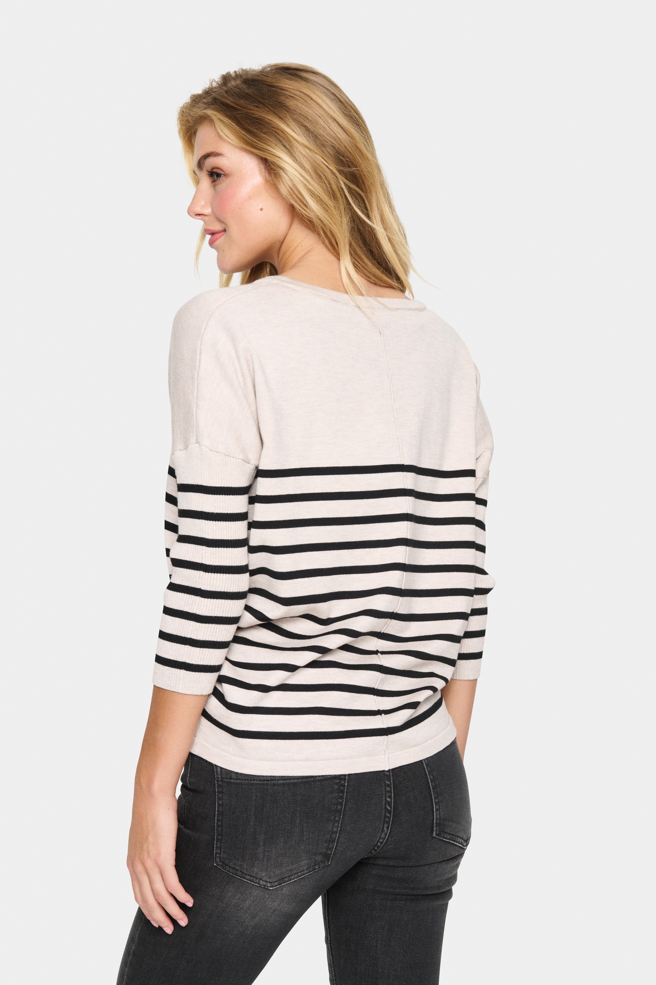 Saint Tropez Strickpullover »MilaSZ R-neck Stripe« Oversize Fit, Feinstrick, Viskosemischung