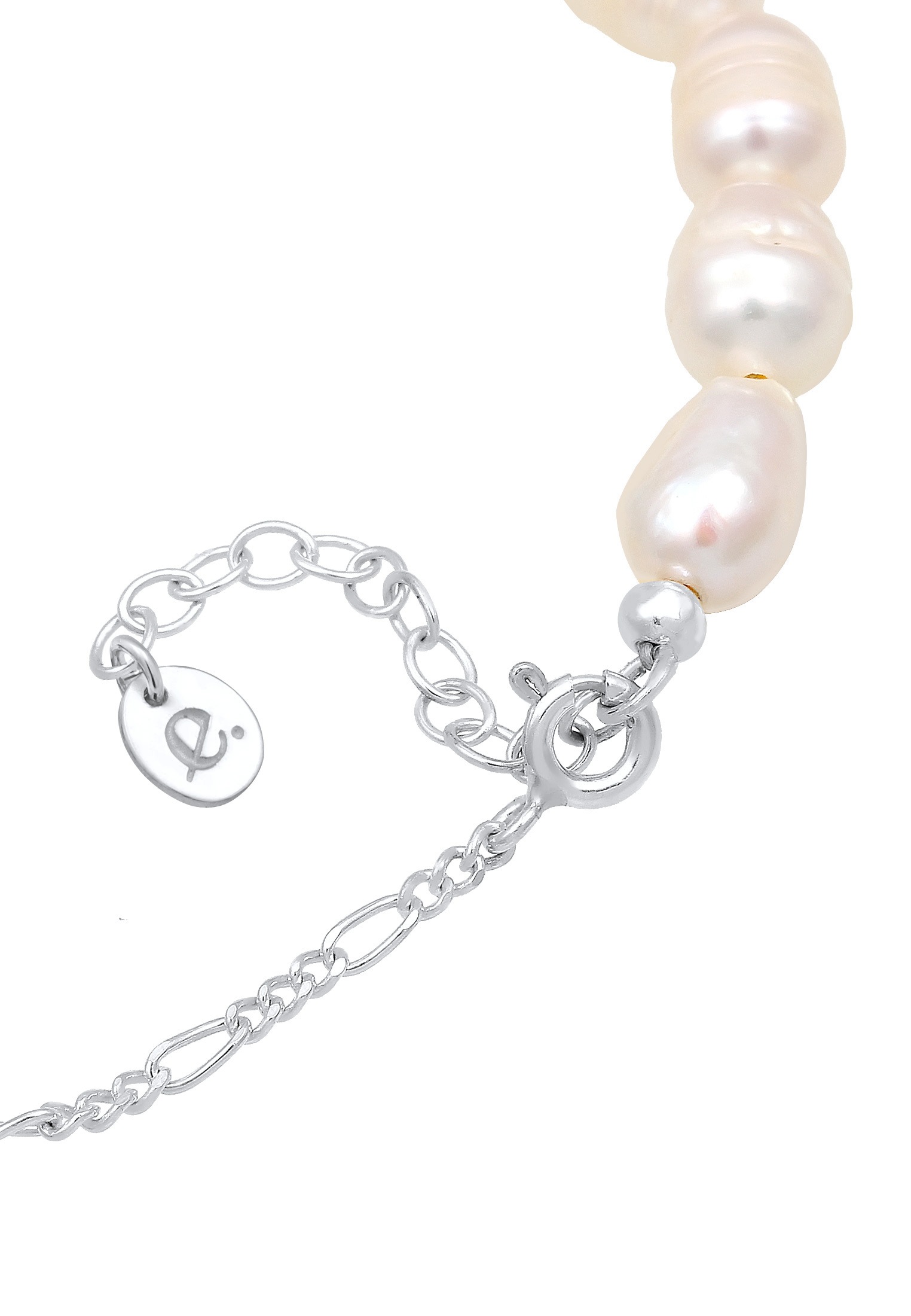 Elli Premium Armkette »Armband Figaro Barock Süßwasserzuchtperle 925er Silber«