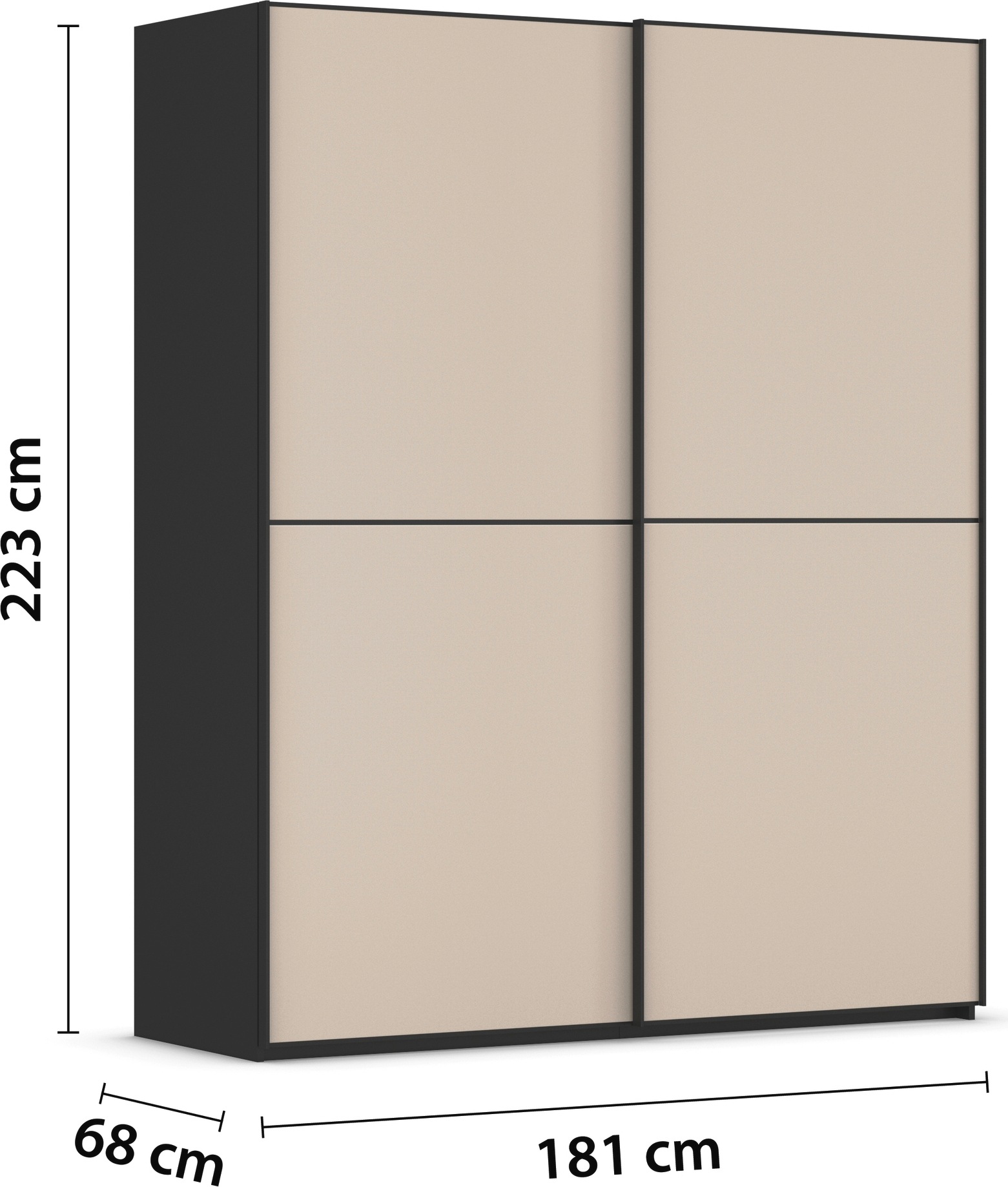 rauch Schwebetürenschrank »Kleiderschrank Schrank Garderobe Schlafzimmerschrank SCALE-DUO«, edle zweigeteilte Türen Glas-Front mit 3 Zierleisten MADE IN GERMANY