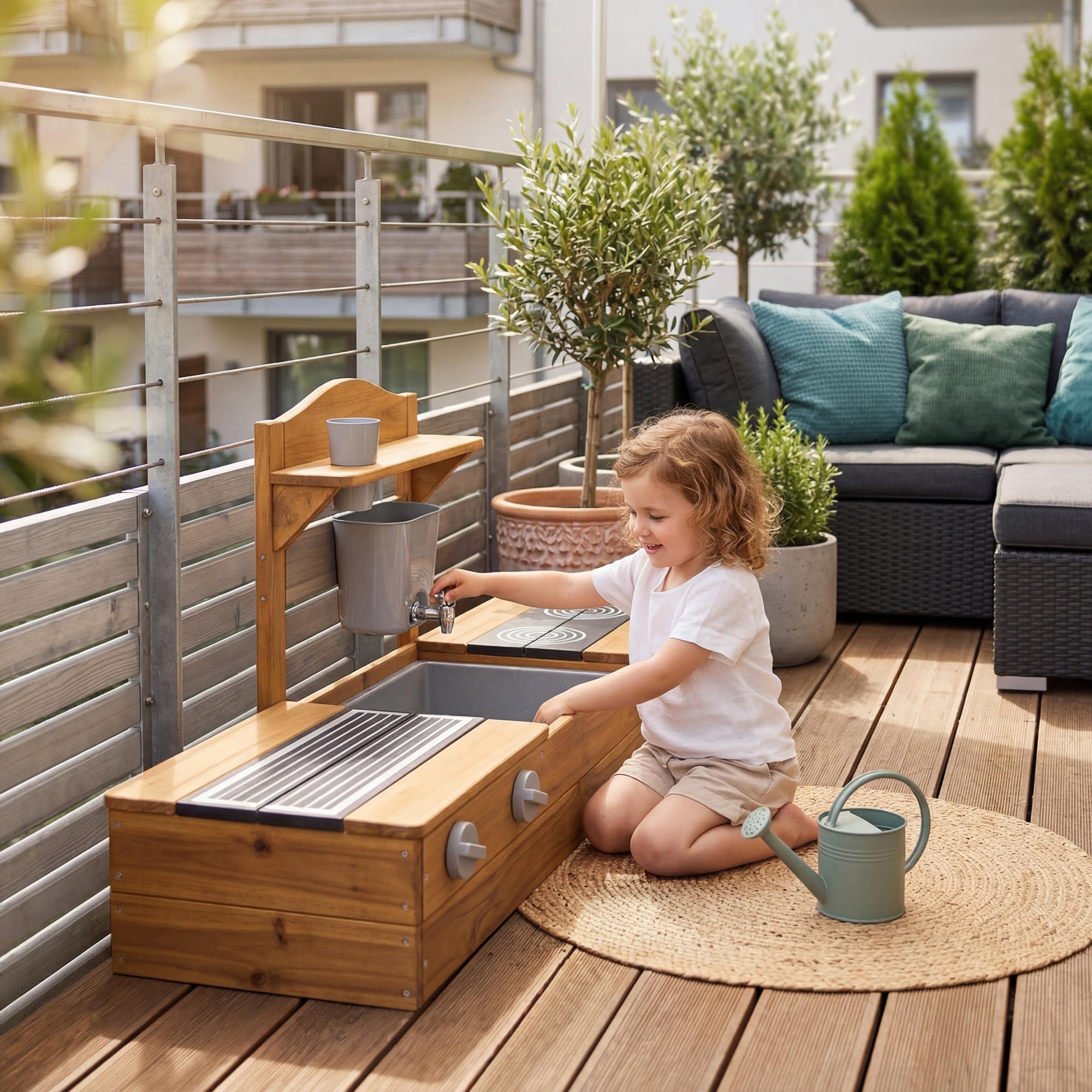 roba® Sandkasten »Outdoor+ 2in1 Balkonsandkasten mit Matschküche«