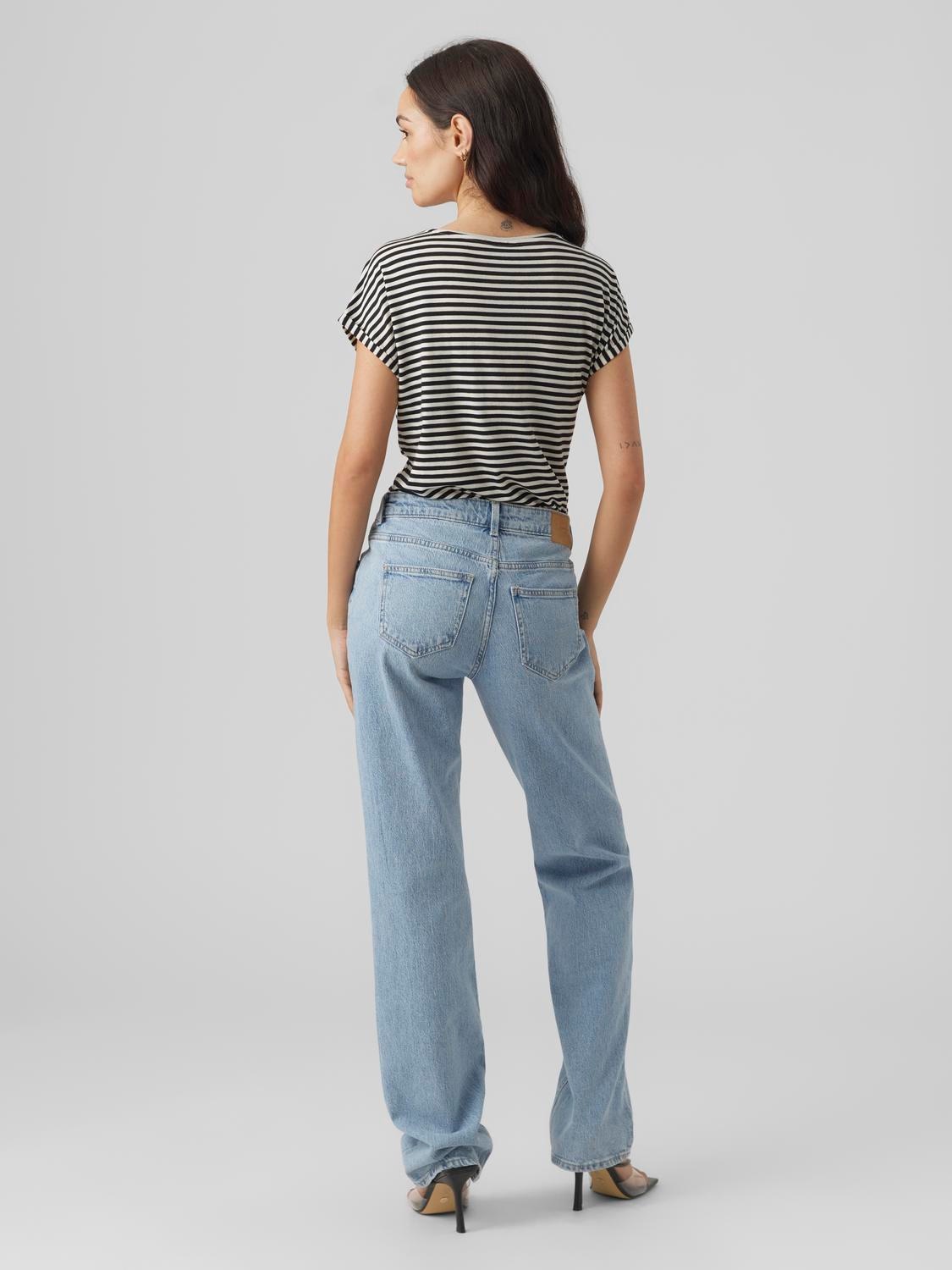 Vero Moda Rundhalsshirt »VMAVA PLAIN SS TOP STRIPE GA JRS NOOS«