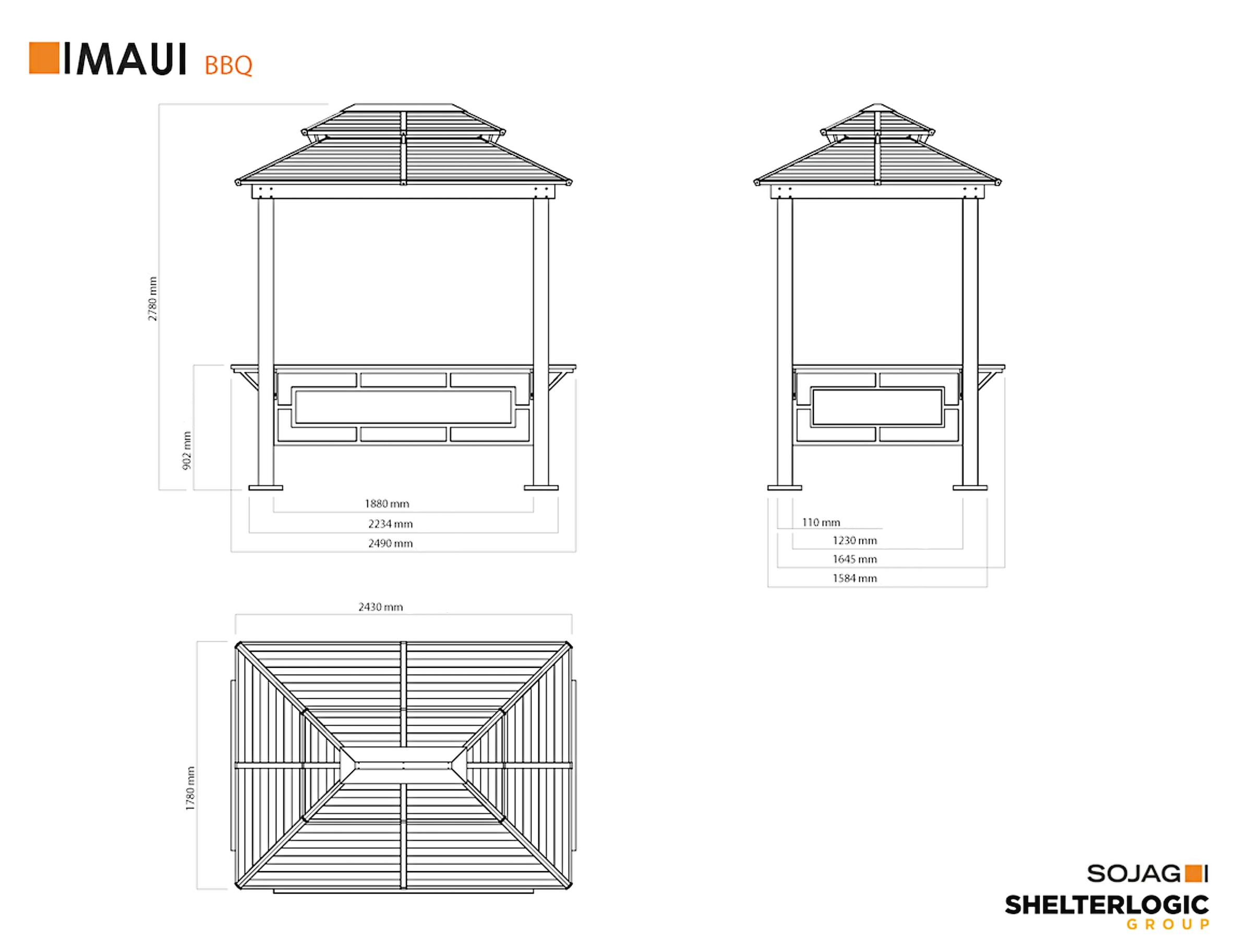 Sojag Grillpavillon »»Maui« Holzoptik« 158x249x278 cm
