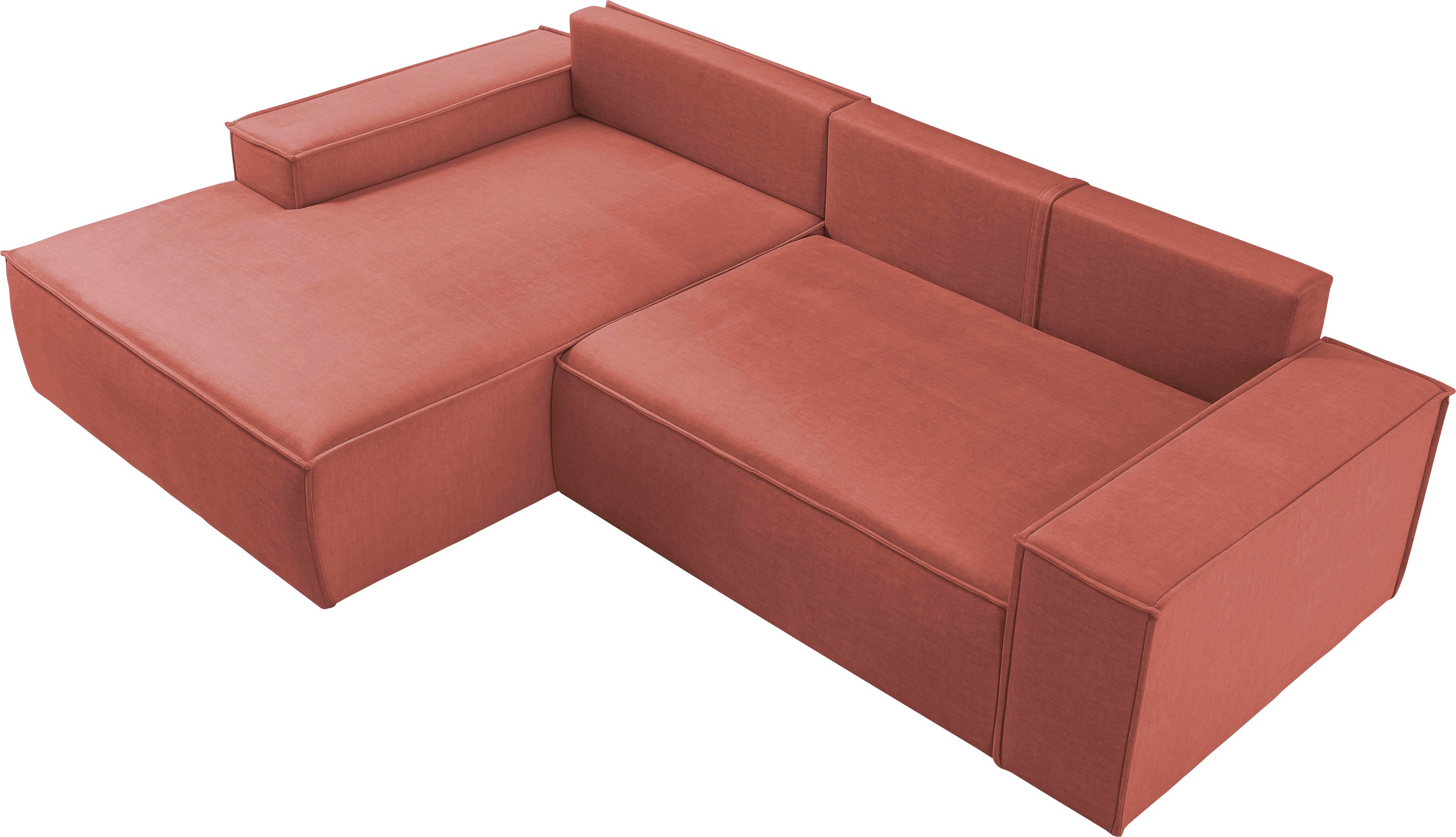 Home affaire Ecksofa SHERWOOD Schlafsofa 267 cm, L-Form, Schlaffunktion mit Bettkasten (210x136 cm), Cord, Vintage, Samtvelours
