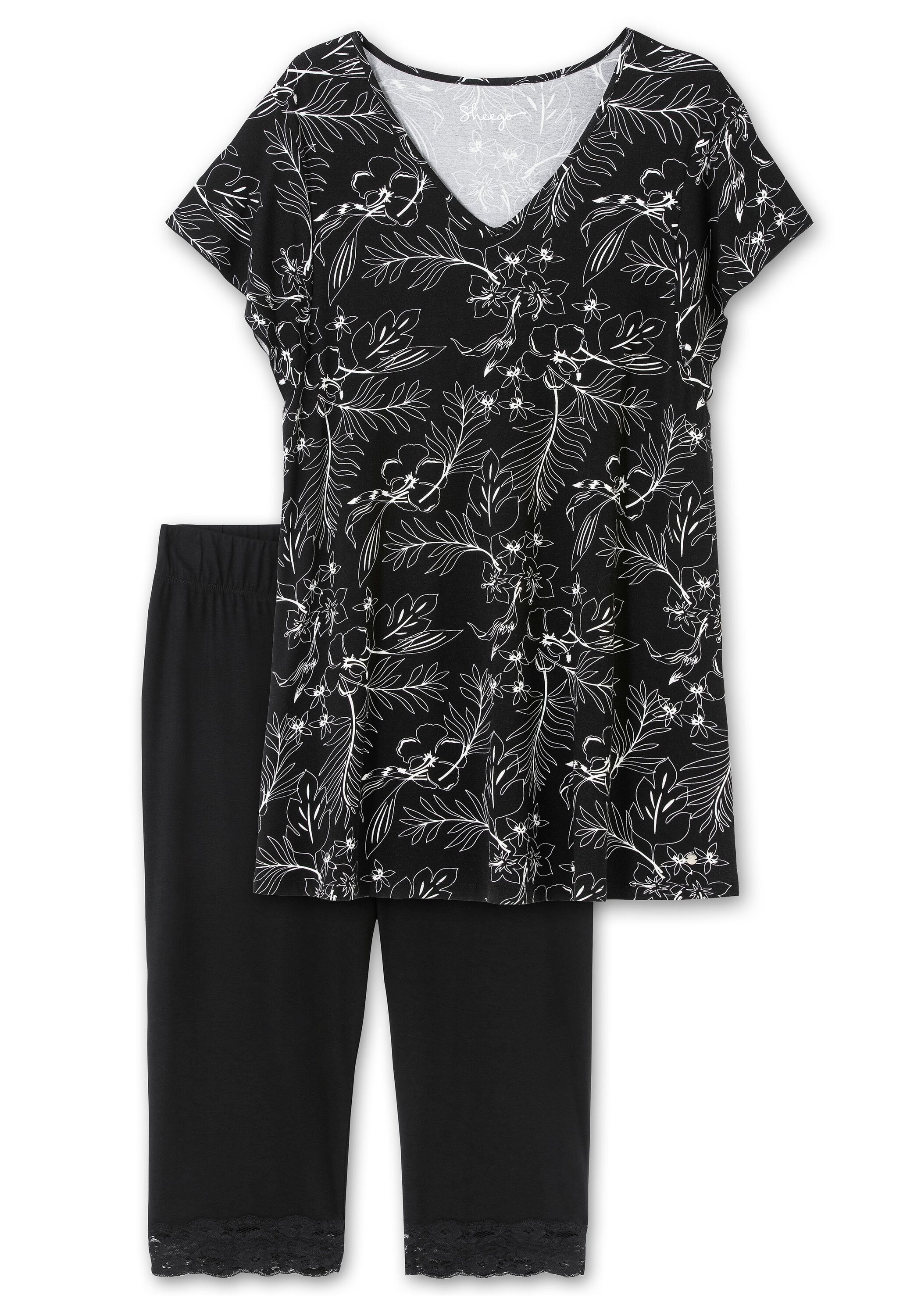 Sheego Longshirt »Set mit 3/4-Leggings«, mit 3/4-Leggings
