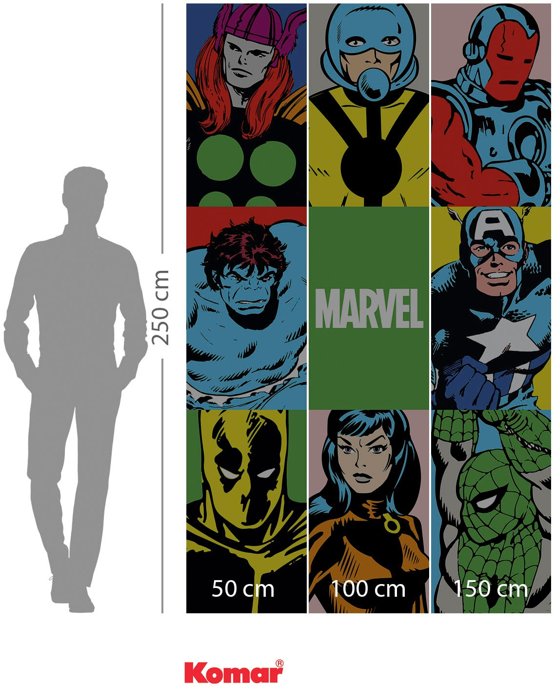 | Höhe) cm kaufen XXL x 3 Vliestapete mit »Marvel PowerUp (Breite Jahren online Garantie Team«, 150x250 Komar