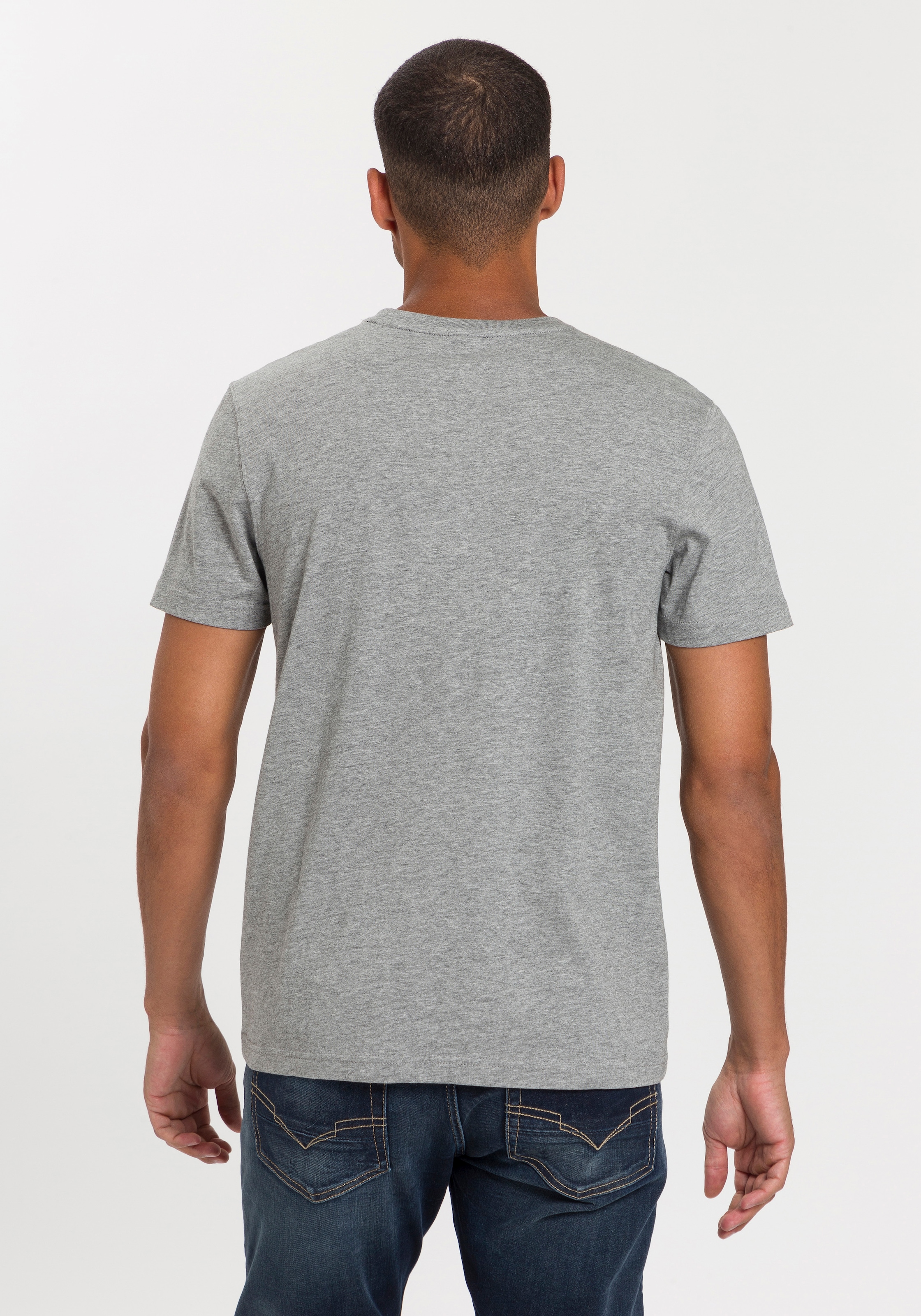 H.I.S T-Shirt, (Packung, 3 tlg., 3er-Pack), schmal geschnitten, bedrucktes Design, aus 100% Baumwolle