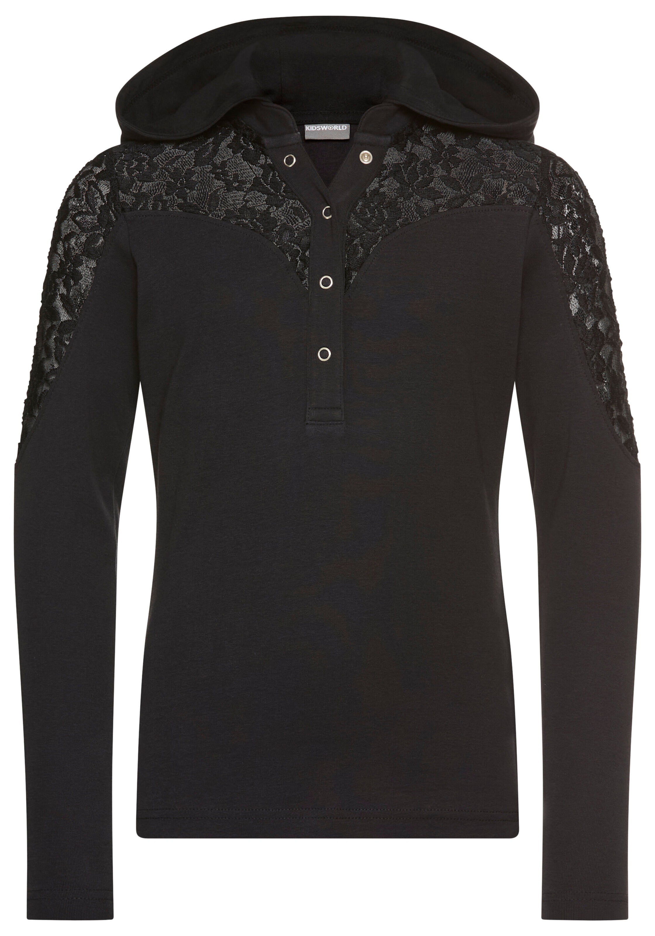 KIDSWORLD Kapuzenshirt »Shirt mit Spitzeneinsatz für Mädchen« Trendiges Shirt mit Spitzeneinsatz