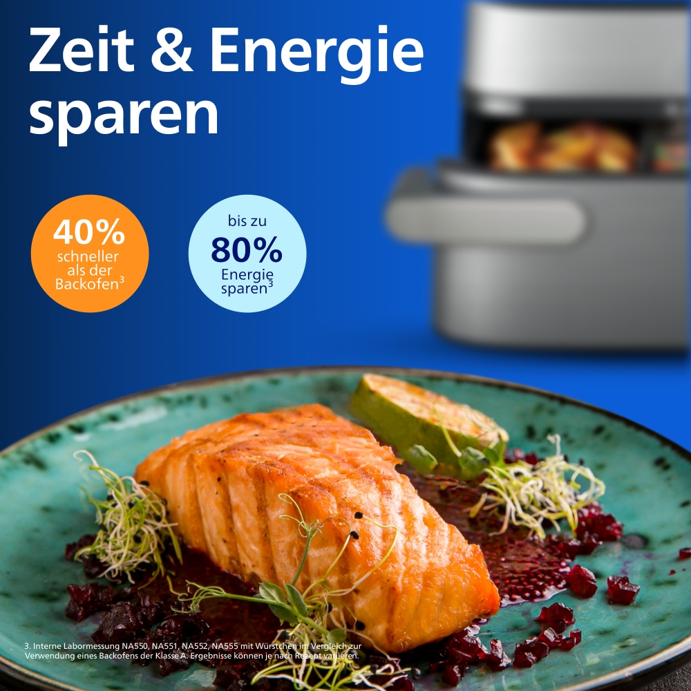 Philips Heißluftfritteuse »NA565/02 Steam Airfryer 5000 Series Megabasket, 9,5L Kapazität« 2750 W mit Dampfgarfunktion u. RapidAir Plus Technologie; inkl. Servierzange