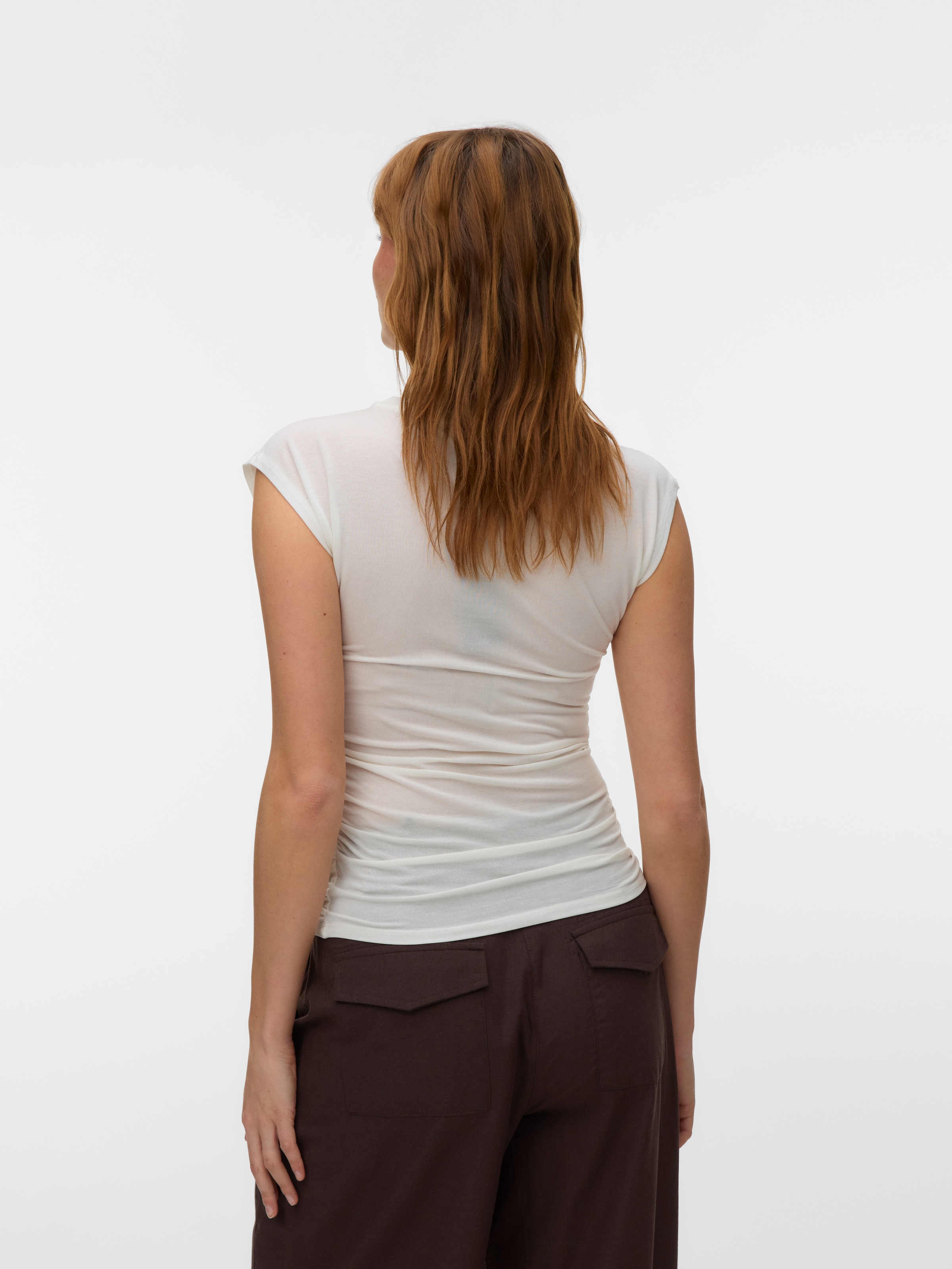 Vero Moda Rundhalsshirt »VMAVASARAH  SL TOP JRS NOOS« Materialmix, seitlich gerafft