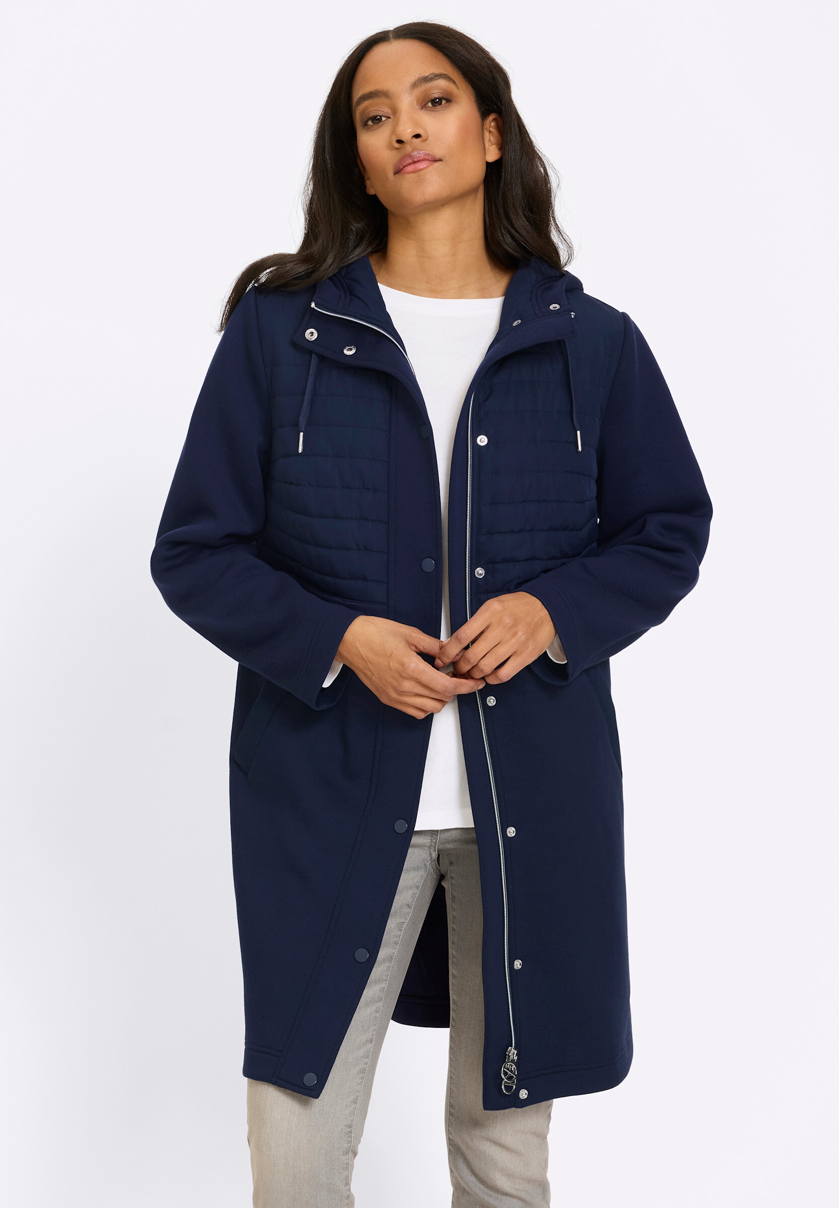 heine Steppjacke »Mantel Kurzmantel in Patch-Optik« mit Kapuze