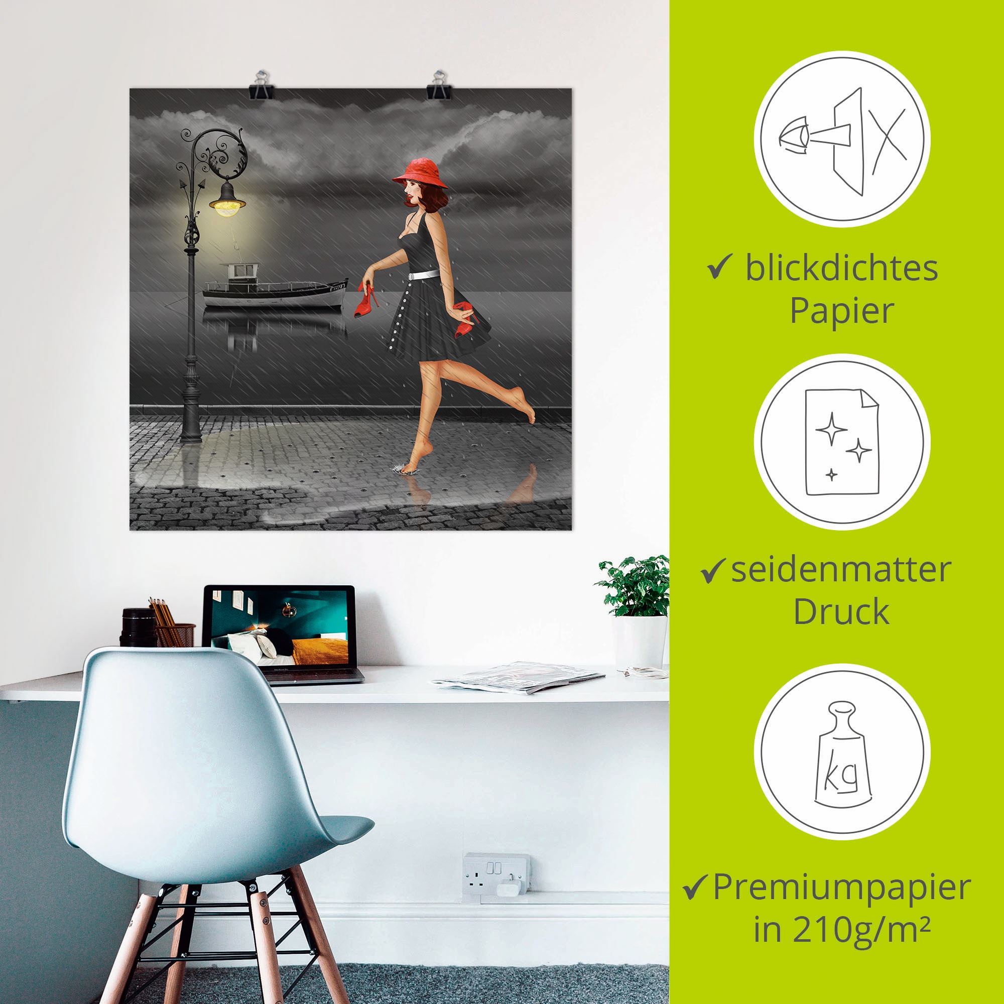 Artland Wandbild »Tanzen im Regen«, Frau, (1 St.), als Leinwandbild, Poster in verschied. Größen