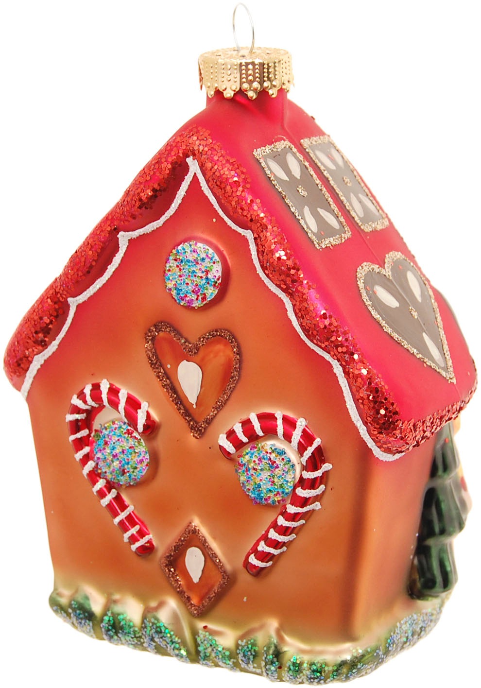 Krebs Glas Lauscha Christbaumschmuck »Glasornament Lebkuchenhaus mit Hexe, Hänsel & Gretel, Höhe ca. 13 cm«, (1 tlg.), Weihnachtsdeko, Weihnachtsbaumkugel, Christbaumkugeln aus Glas