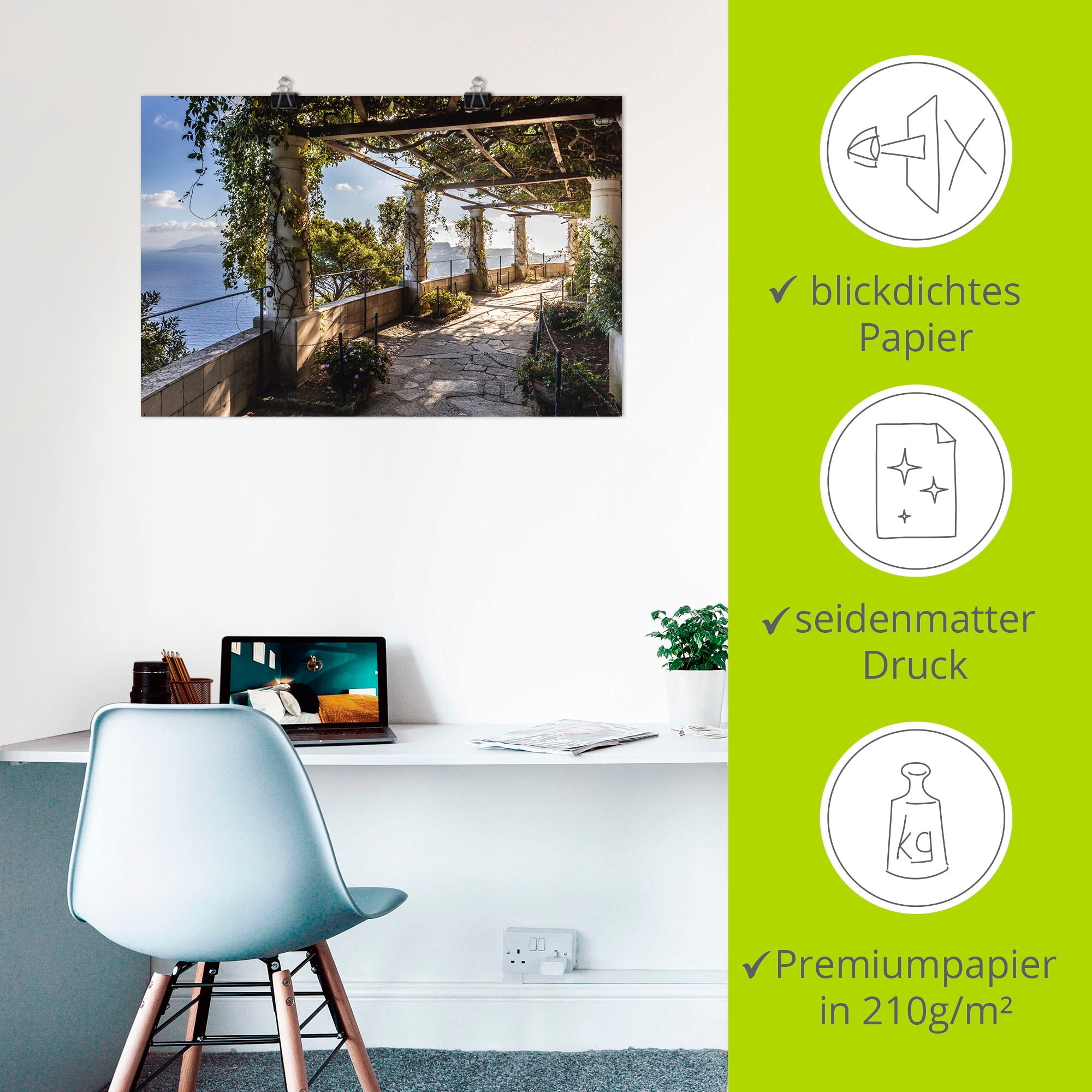 Artland Wandbild »Garten der Villa San Michele auf Capri« Gebäude 1 Stk. tlg. als Alubild, Leinwandbild, Poster in verschied. Größen