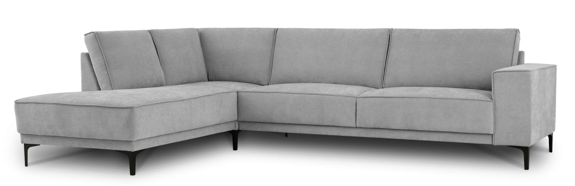 Places of Style Ecksofa »Polsterecke Oland, Struktur, Flachgewebe, Luxus-Microfaser, Boucle«, L-Form, 289 cm, Wellenunterfederung, Skandi-Design, Metallfüße