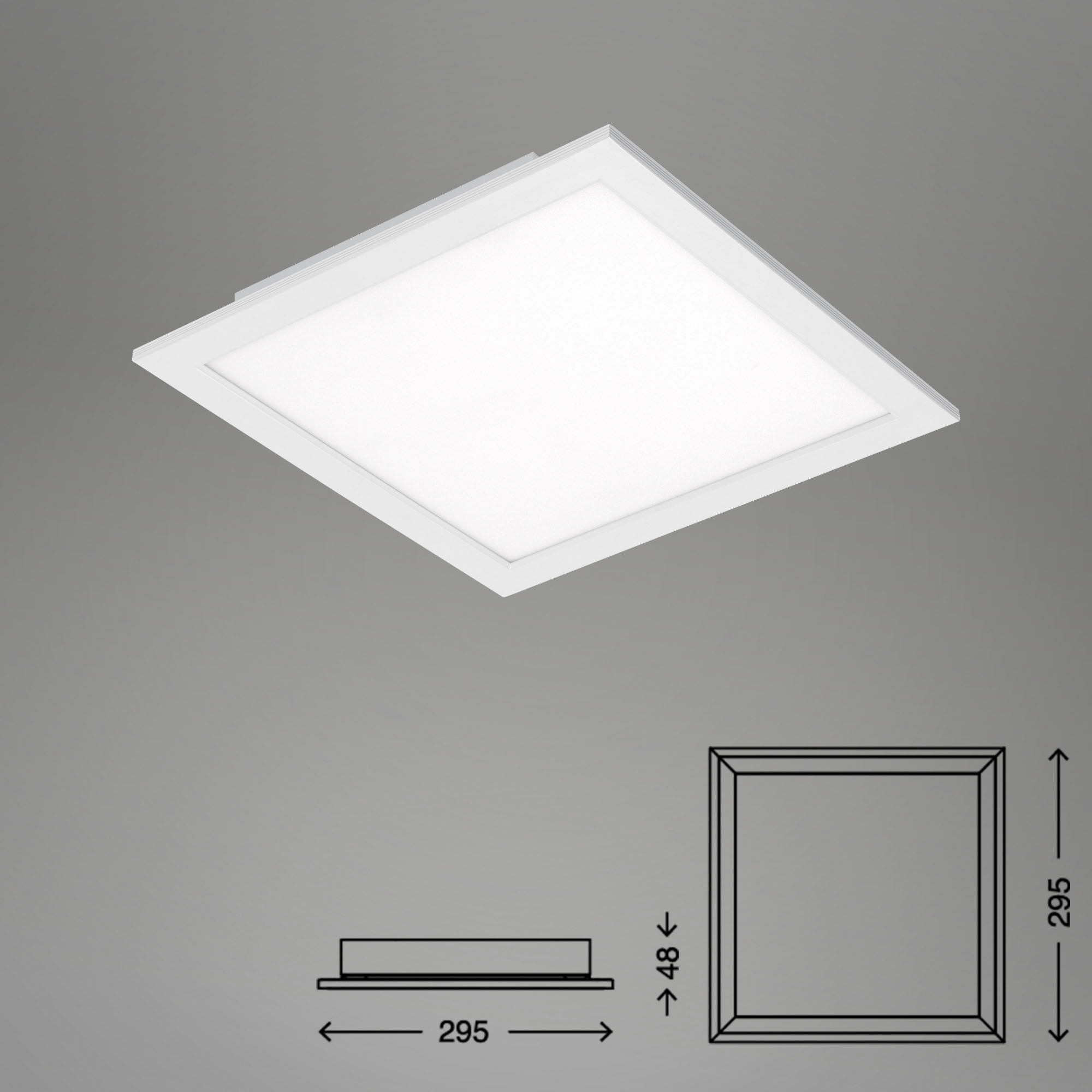 Briloner Leuchten LED Panel »7194016 Piatto«, Leuchtmittel LED-Board | LED fest integriert, Deckenlampe, 29,5x29,5x5cm, Weiß, 18W, Wohnzimmer, Schlafzimmer, Flur