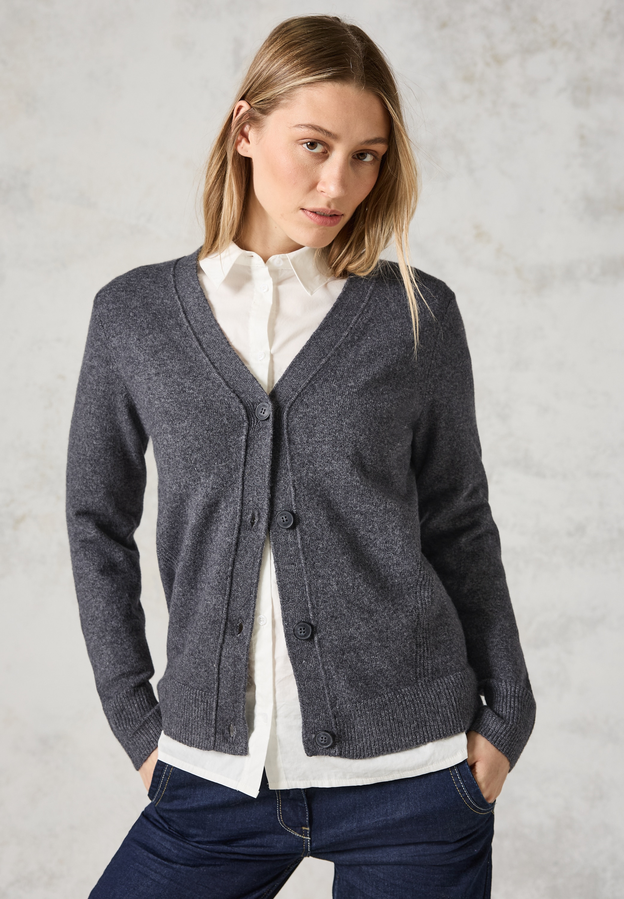 Cardigan, Feinstrick, mit Knopfleiste