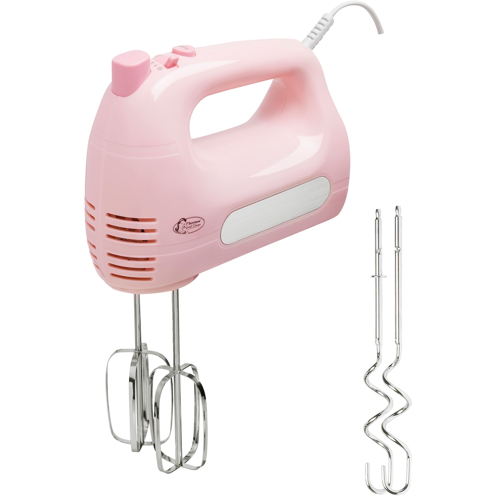 bestron Handmixer »AHM300P Sweet Dreams«, 300 W, im Retro Design, mit Rührbesen und Knethaken, 6 Stufen, Rosa