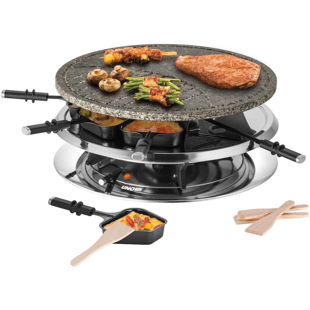 Unold Raclette und Fondue-Set »Multi 4 in 1 - 48726«, 8 St. Raclettepfännchen, 1300 W