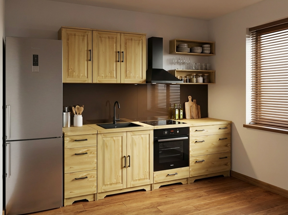 Home affaire Küchenzeile "Meliss" aus massiver Kiefer, mit Soft-Close-Funktion, 8-teiliges Set