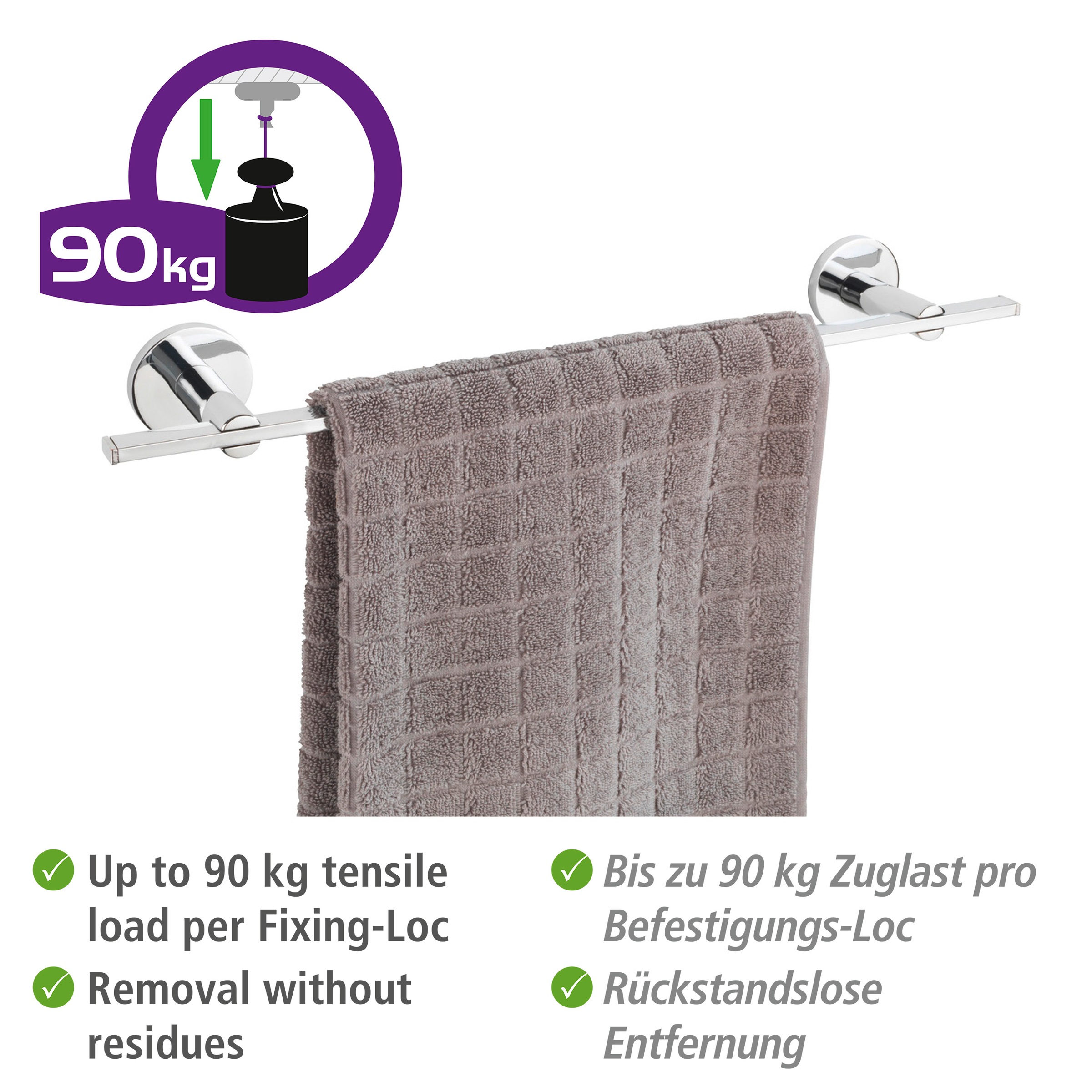 WENKO Handtuchstange »UV-Loc® Isera« befestigen ohne Bohren