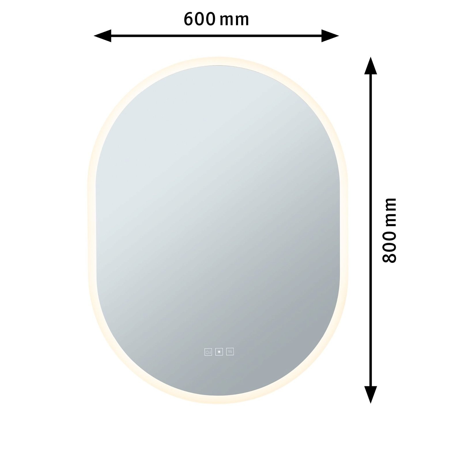 Paulmann LED Wandleuchte »Spiegel Mirra oval IP44 LED WhiteSwitch 22W 600x800mm«, 1 flammig, WhiteSwitch, Spiegel