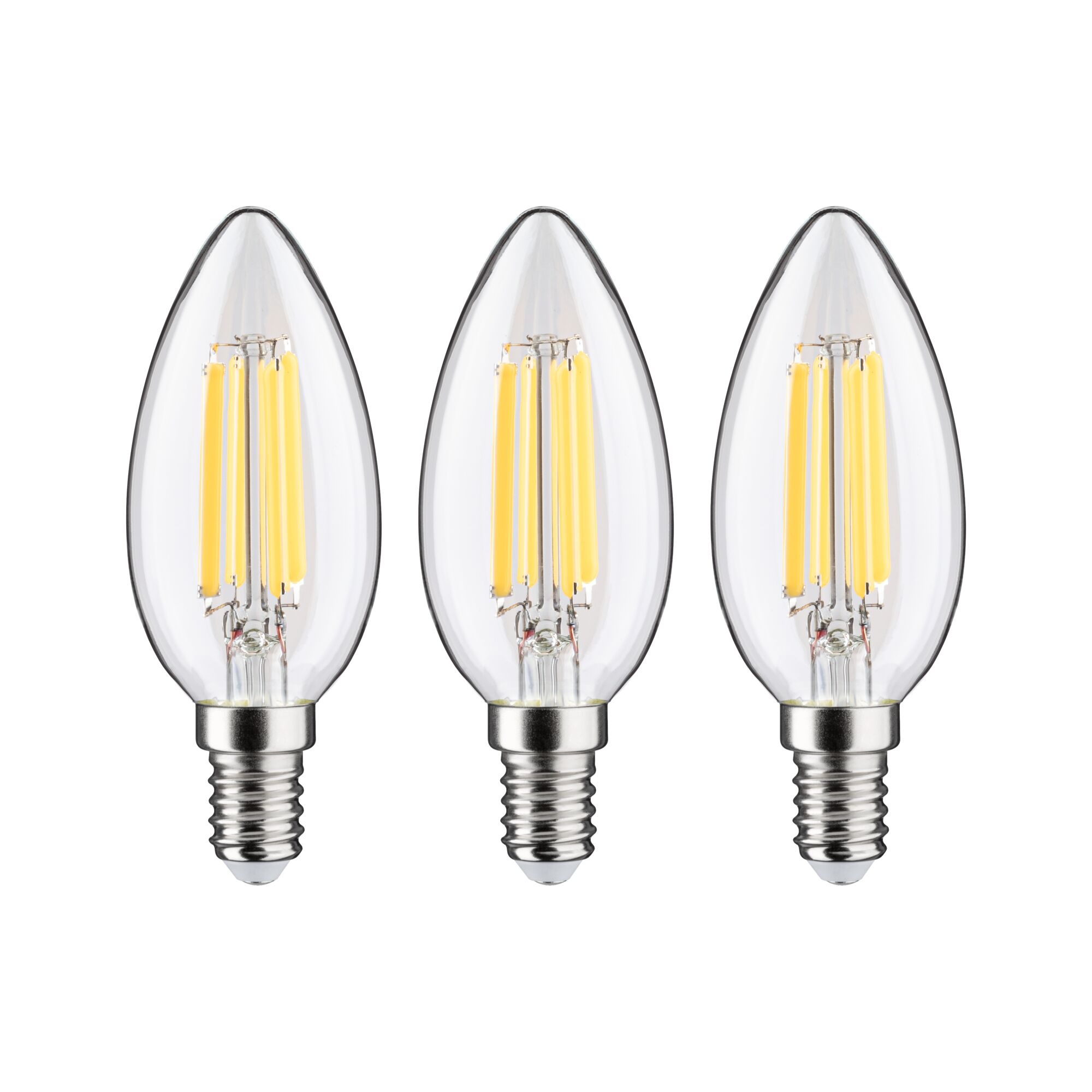Paulmann LED-Leuchtmittel »Eco-Line Filament 230V LED Kerze E14 3er-Pack 525lm 2,5W 3000K Klar« E14 3 Stk. Warmweiß
