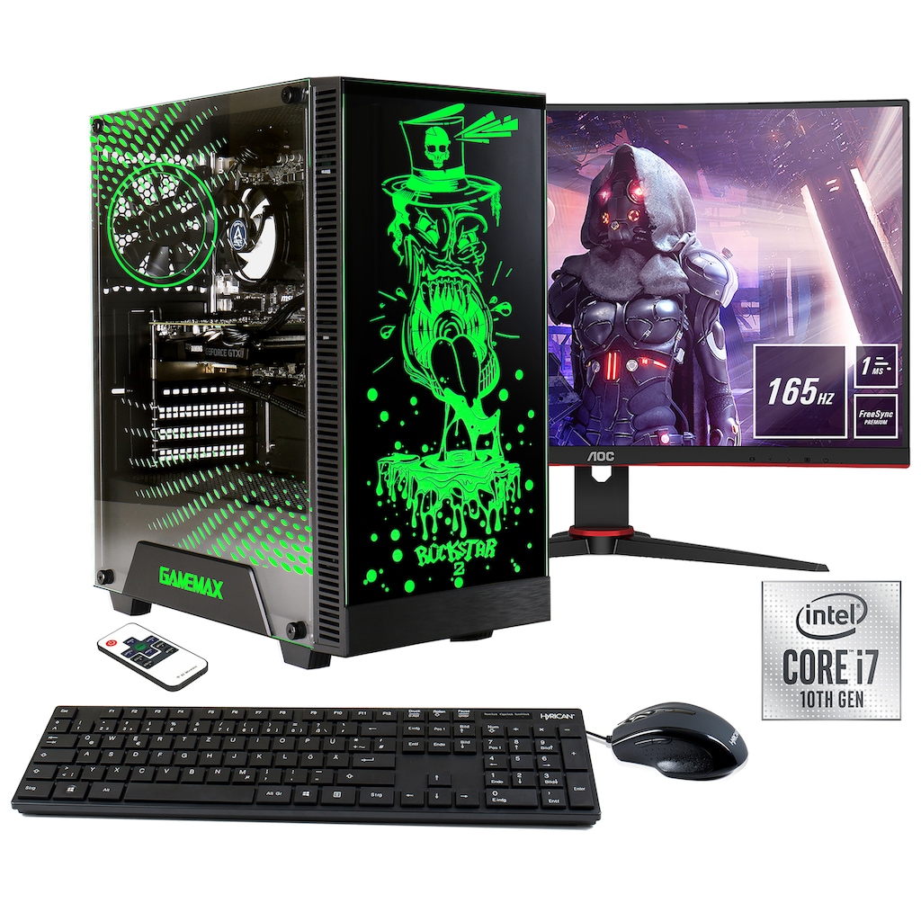 Hyrican Gaming-PC-Komplettsystem »Rockstar SET02185«, Windows 11, inklusive 27" Monitor AOC C27G2AE/BK