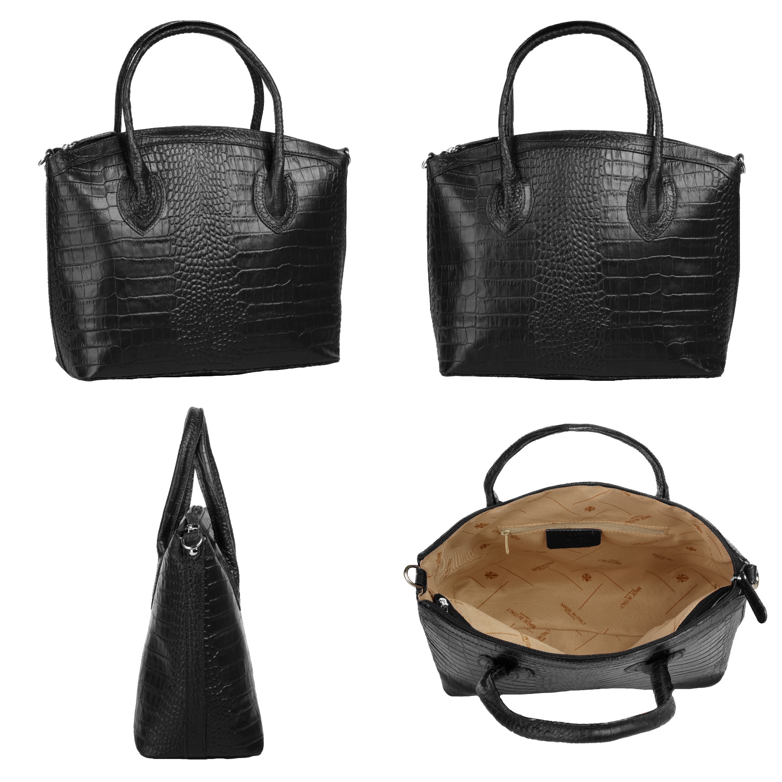 Cluty Henkeltasche, echt Leder, Made in Italy