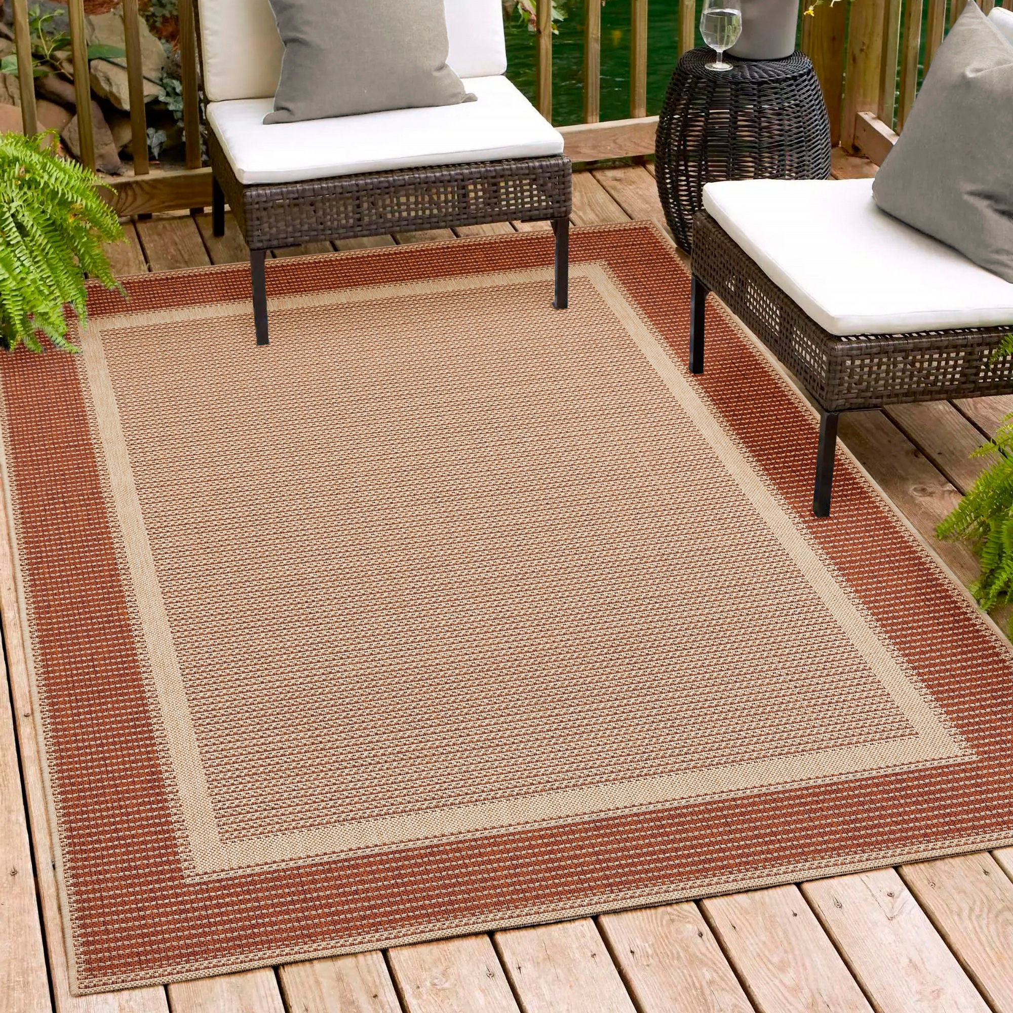 Andiamo Teppich »ARIZONA 2« rechteckig 5 mm Höhe Flachgewebe, mit Bordüre, In- und Outdoor geeignet, wetterfest