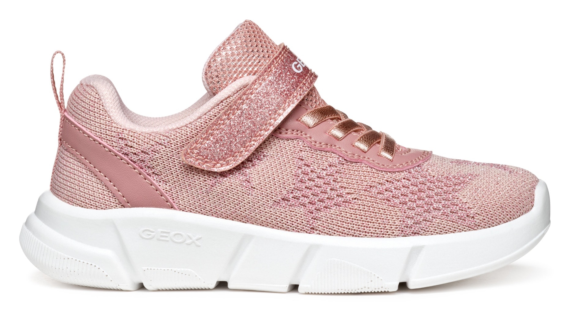 Geox Sneaker »J ARIL GIRL«, Knitwear Sneaker, Klettschuh mit glitzerndem Klettriegel