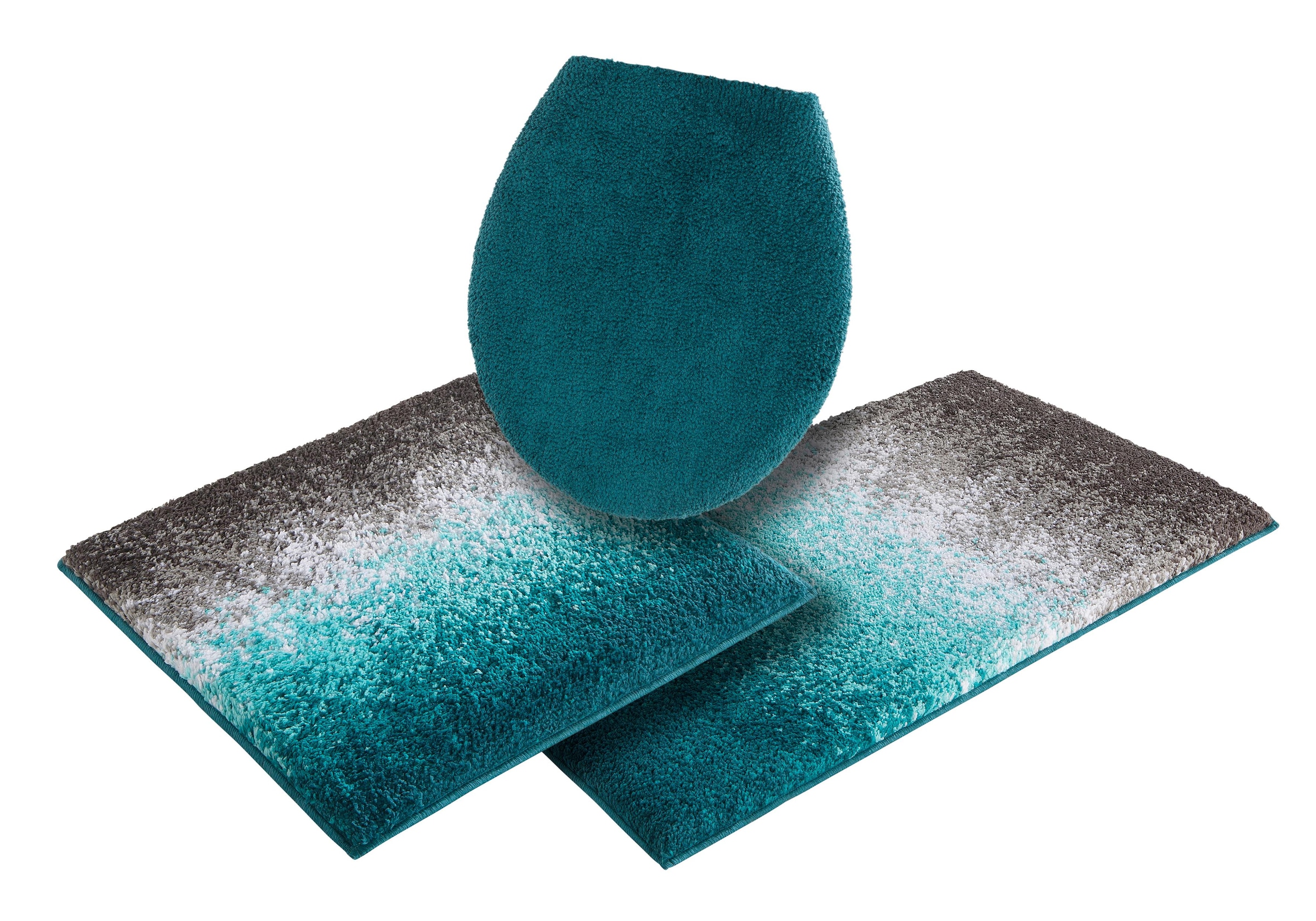 my home Badematte »Elif, Badvorleger, Badezimmer Teppich«, rutschhemmend beschichtet, fußbodenheizungsgeeignet-schnell trocknend-strapazierfähig, Ombré-Look, Badteppich, Badematten auch als 3 teiliges Set erhältlich