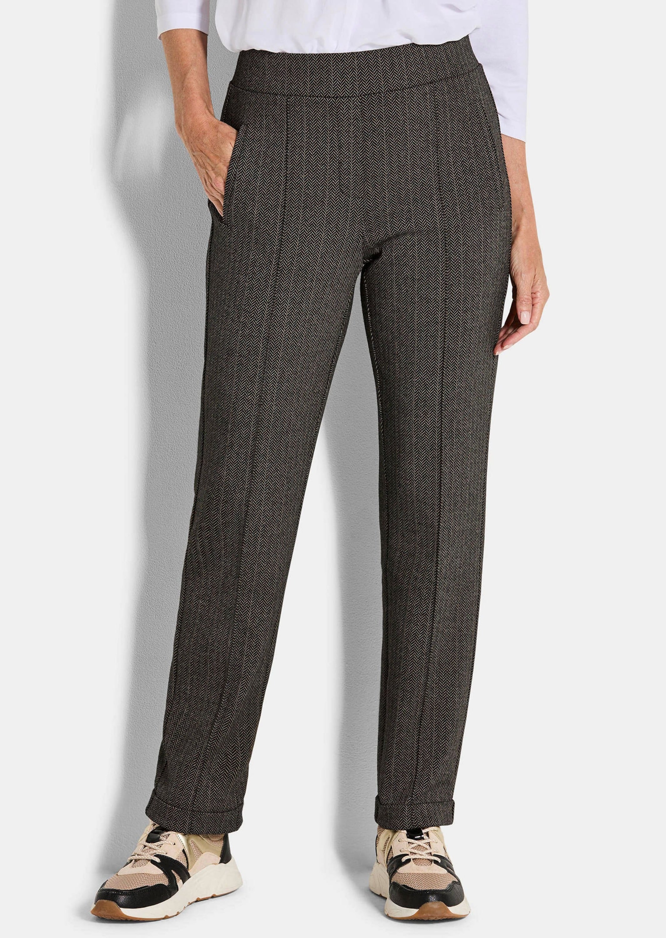 GOLDNER Schlupfhose »Kurzgröße Hose CARLA mit Fischgrätmuster«