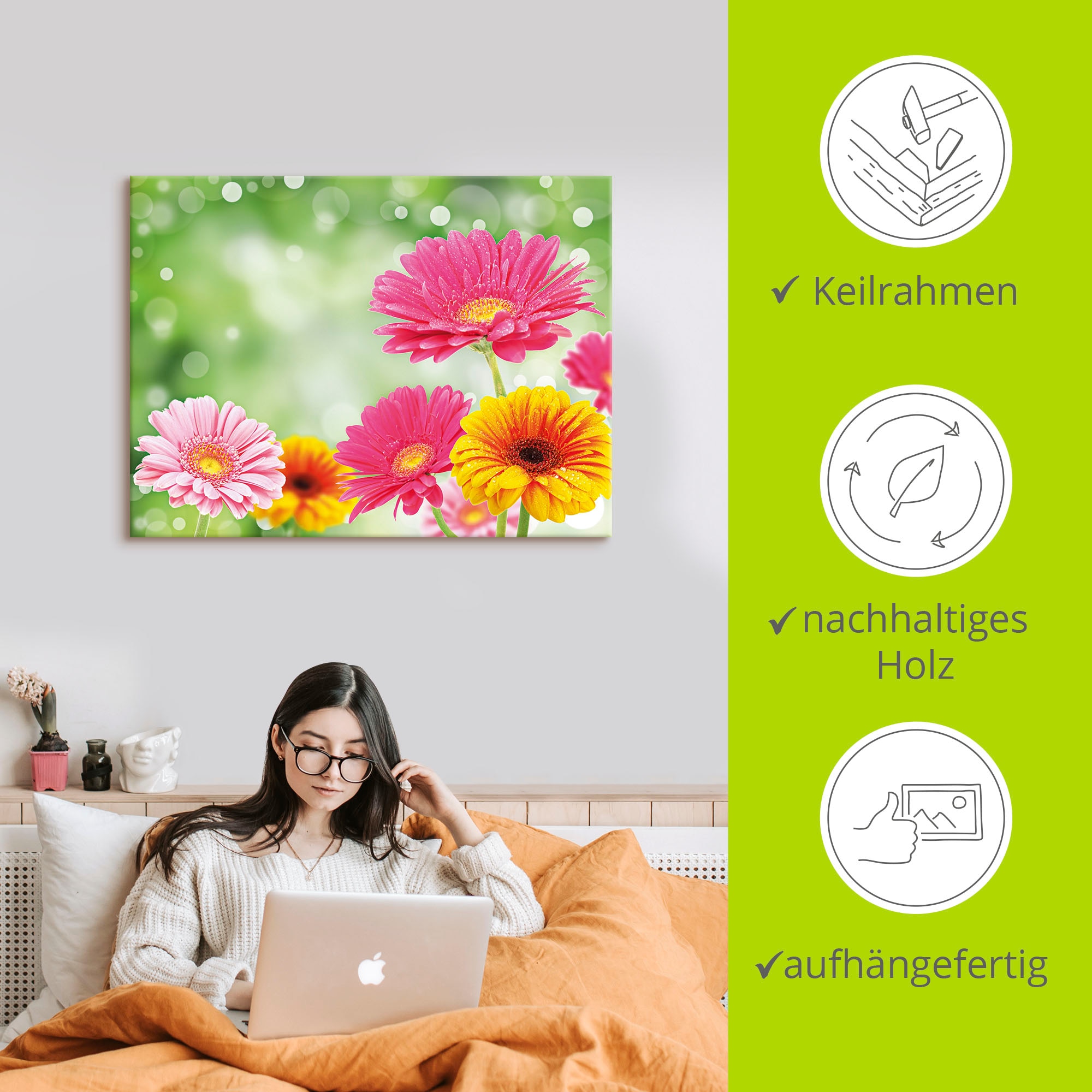 Artland Wandbild »Natürliche Romantik - Gerberas«, Blumen, (1 St.), als Leinwandbild, Poster in verschied. Größen