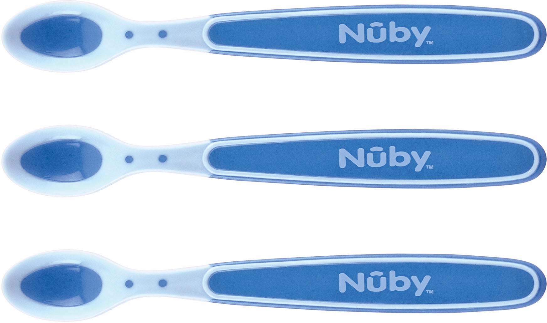 Nuby Kinderlöffel »Breilöffel Soft Flex, 3er Set, blau«, (Set, 3 tlg.), mit Wärmesensor