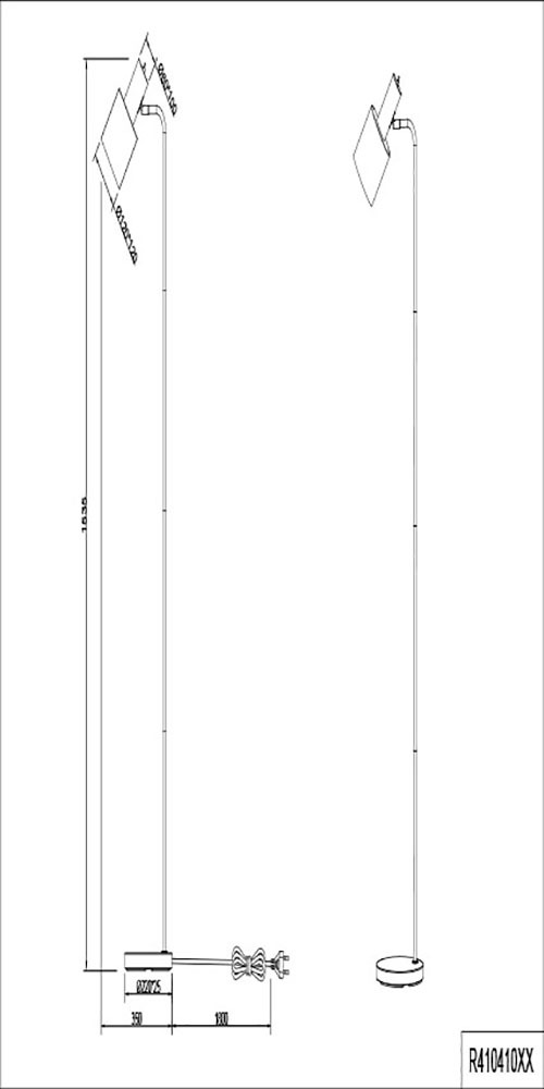 REALITY Leuchten Stehlampe »Adam«, 1 flammig, Leuchtmittel E27 | ohne Leuchtmittel, Stehleuchte 153cm, exkl 1xE27 max 10W, Kippschalter am Metallschirm