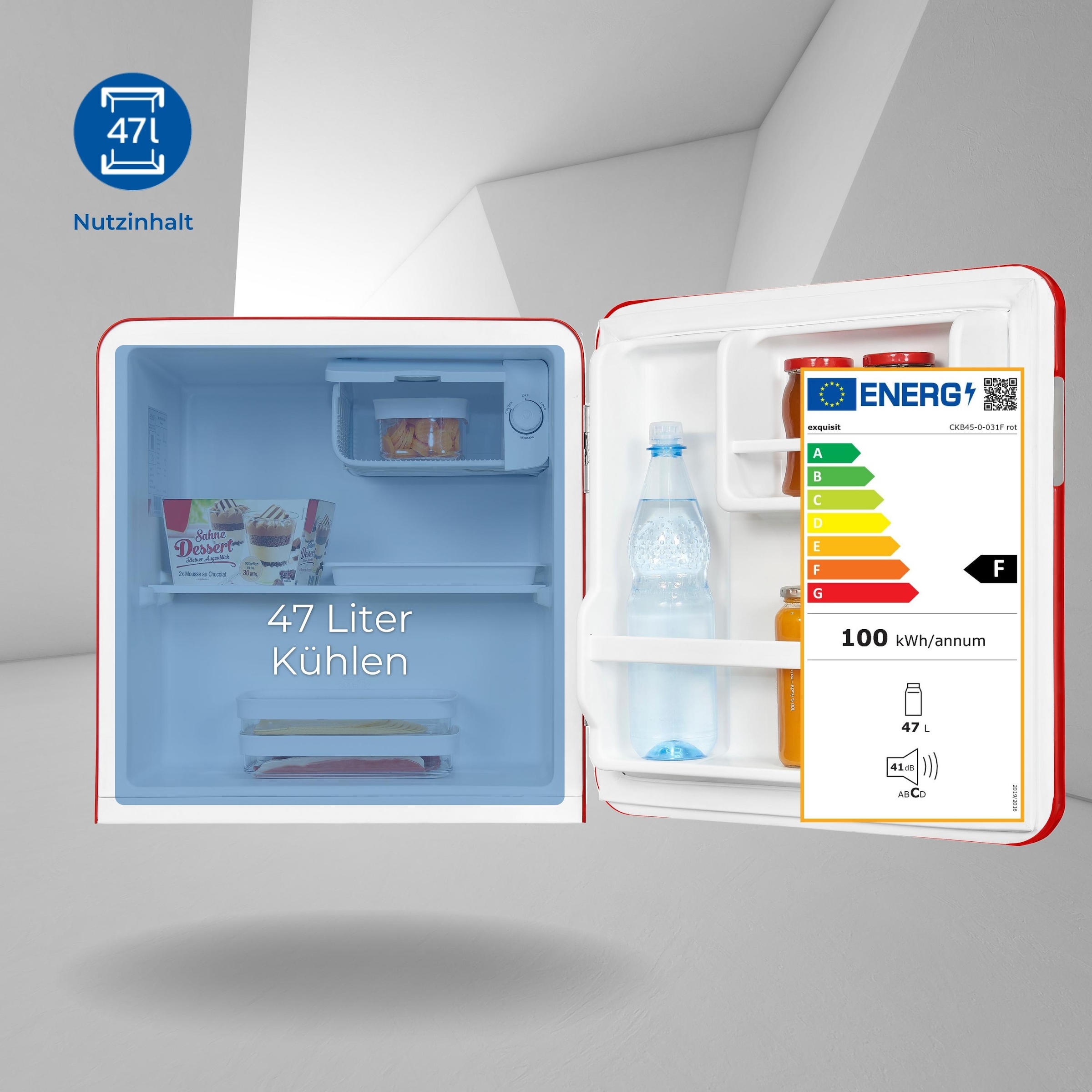 exquisit Kühlschrank »CKB45-0-031F rot«