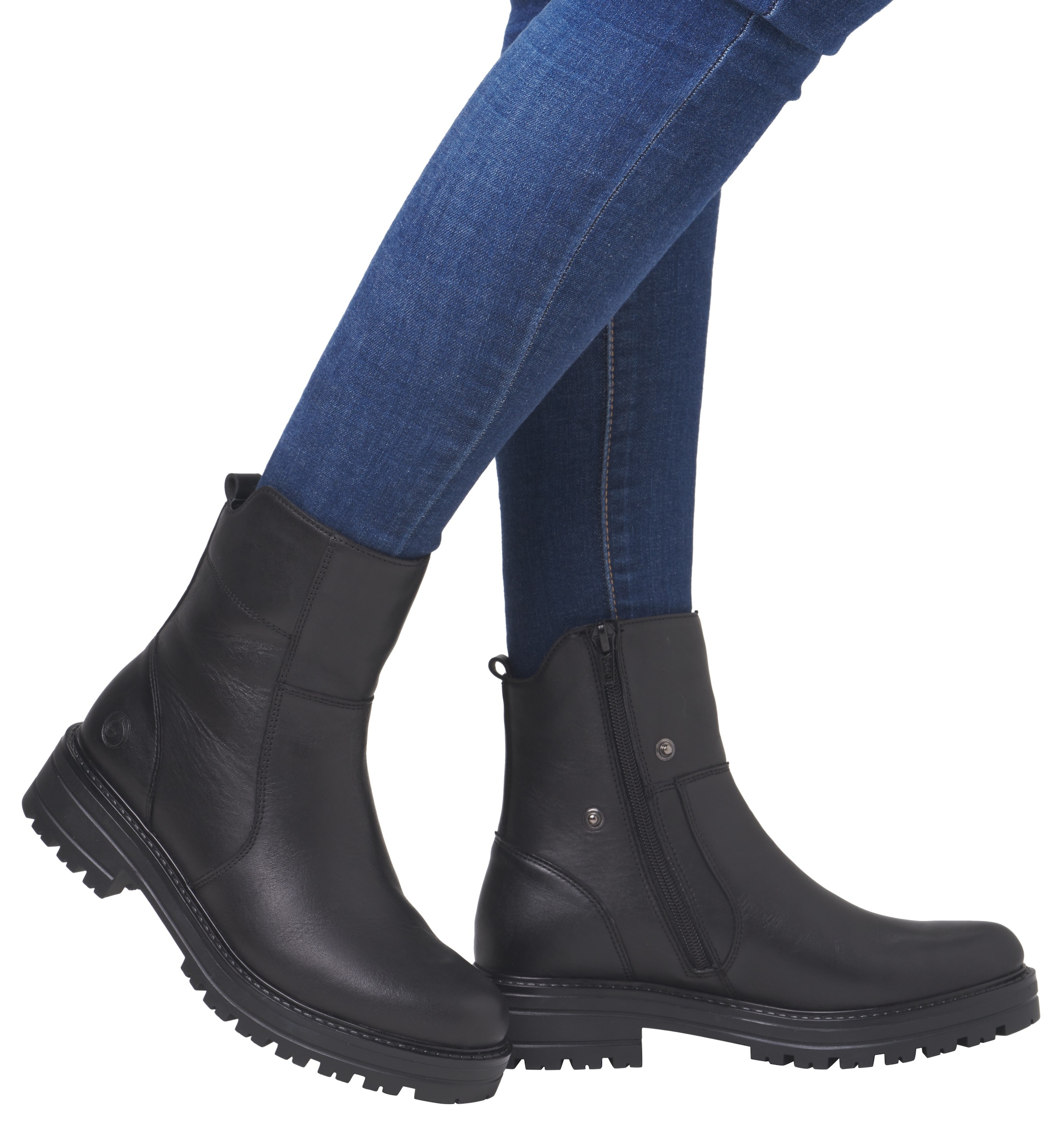 Remonte Stiefelette »Elisabeth Hurley-Collection«, Blockabsatz, Bikerboots, Chunky-Boots mit Innenreißverschluss