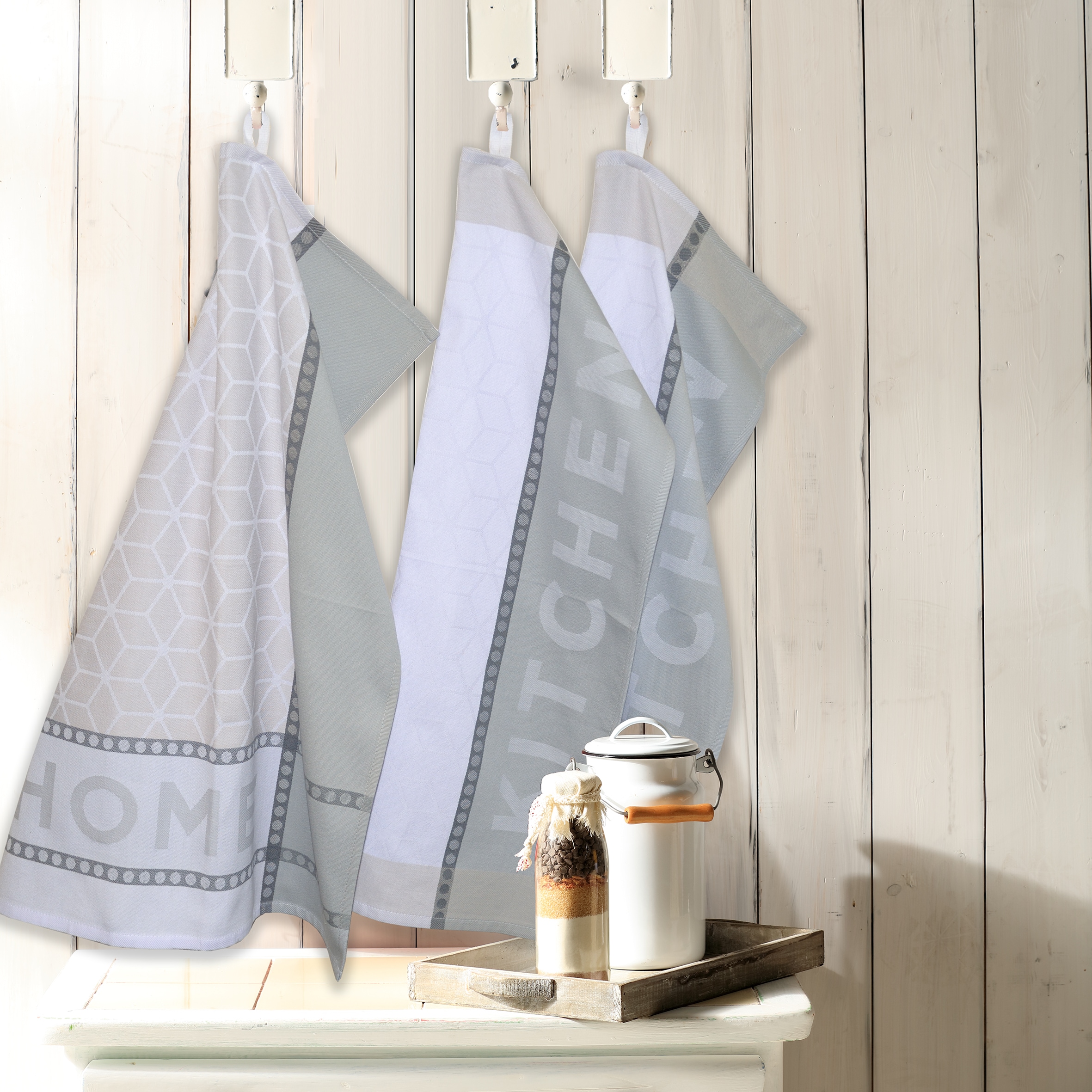 Dyckhoff Geschirrtuch »HOME / KITCHEN, Maße je Tuch ca. 50x70 cm«, (Set, 6 tlg.), mit zwei verschiedenen Motiven