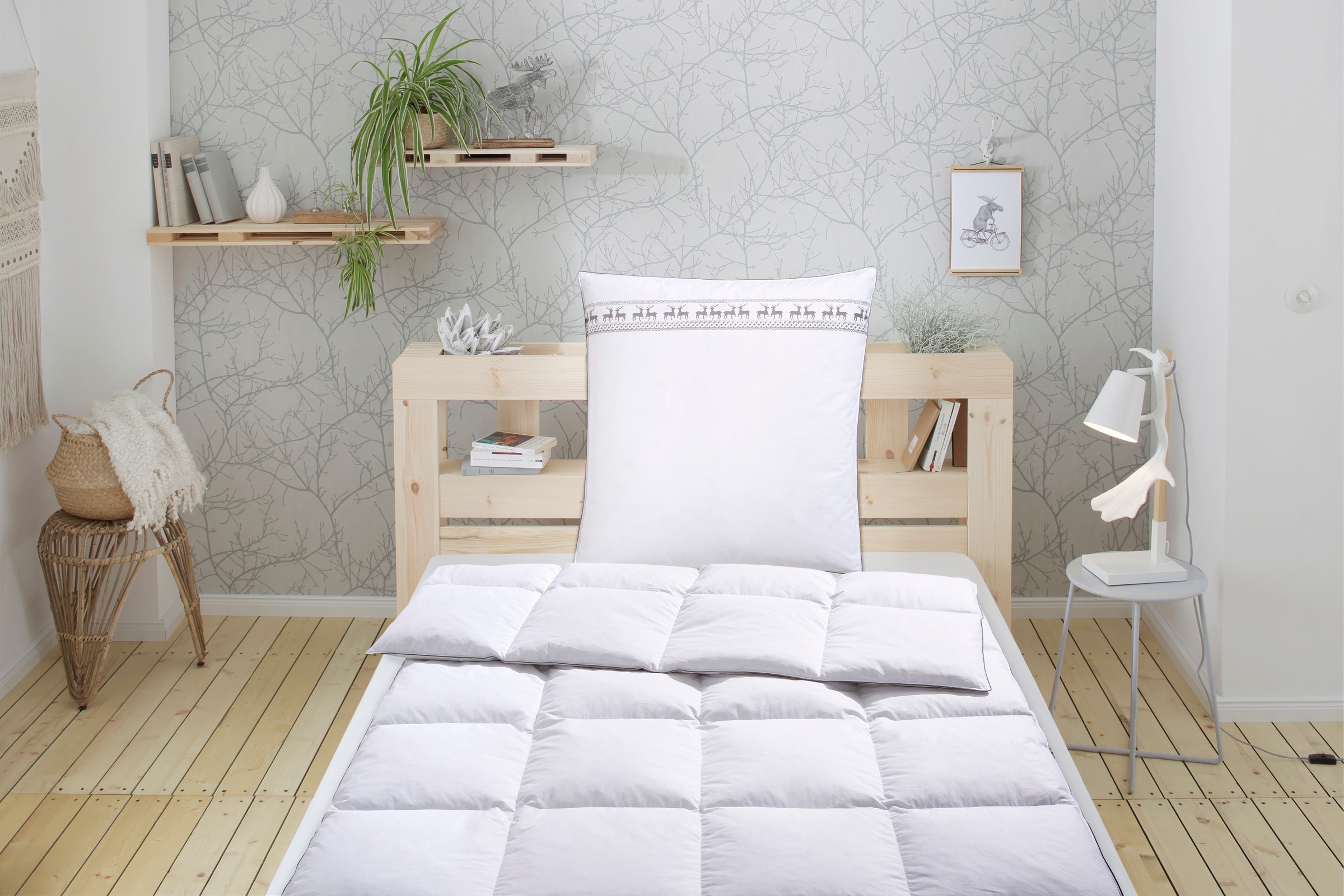 OTTO home Federbettdecke + Kopfkissen "Forsakar, Bettdecke 135x200 cm, 155x220 cm, Sommer, Winter" 2-tlg., Set mit Kissen 80x80 cm, Made in Germany