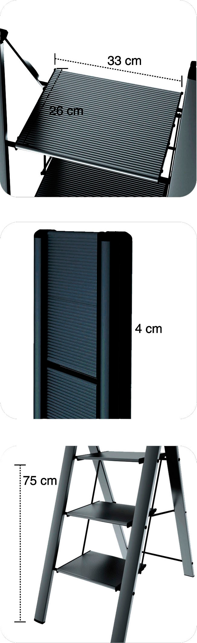 Bischof Colombo Trittleiter »Leonardo 2« 3-stufig, klappbar, rutschfeste Stufen, Tragkraft 150 kg