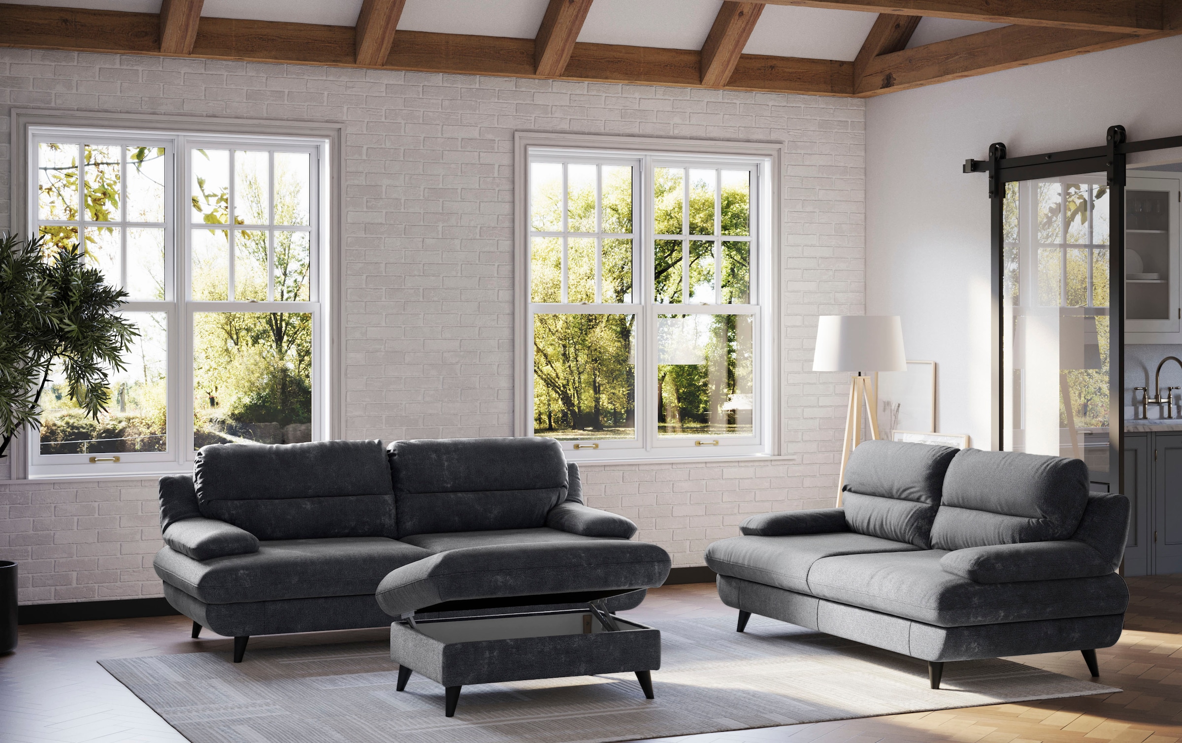 COTTA 2,5-Sitzer »Pike, B: 198 cm« mit Metallfüße, wahlweise auch in Echtleder